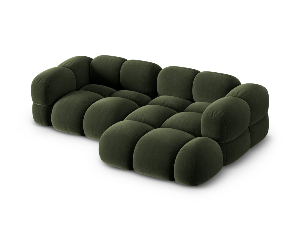 Groene 3-zits fluwelen hoekbank rechts LORETTO