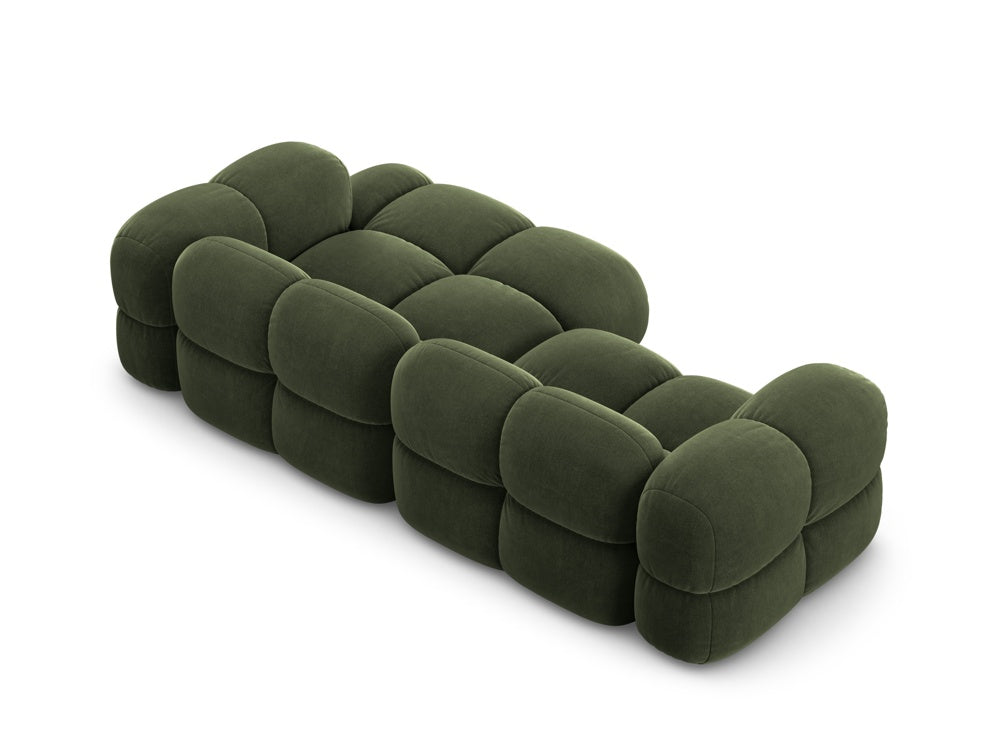 Groene 3-zits fluwelen hoekbank rechts LORETTO
