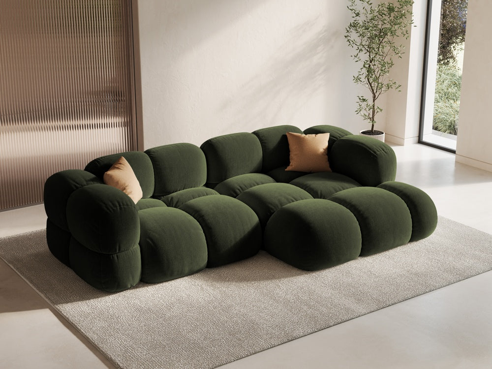 Groene 3-zits fluwelen hoekbank rechts LORETTO
