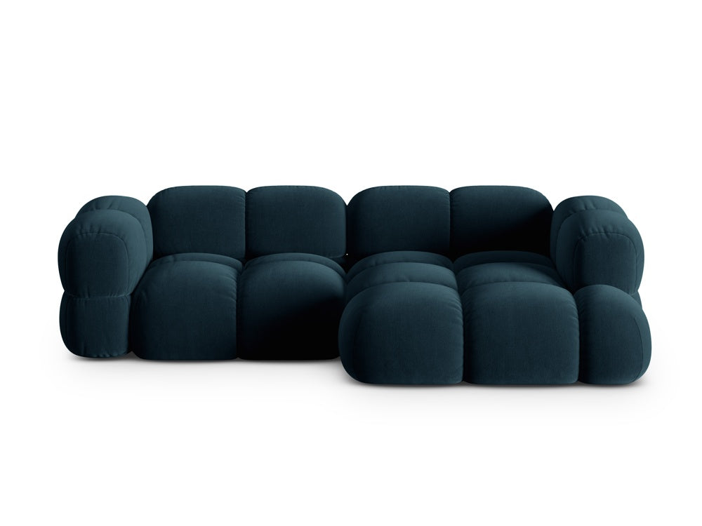 Samt-Ecksofa 3-sitzig rechts LORETTO petrol