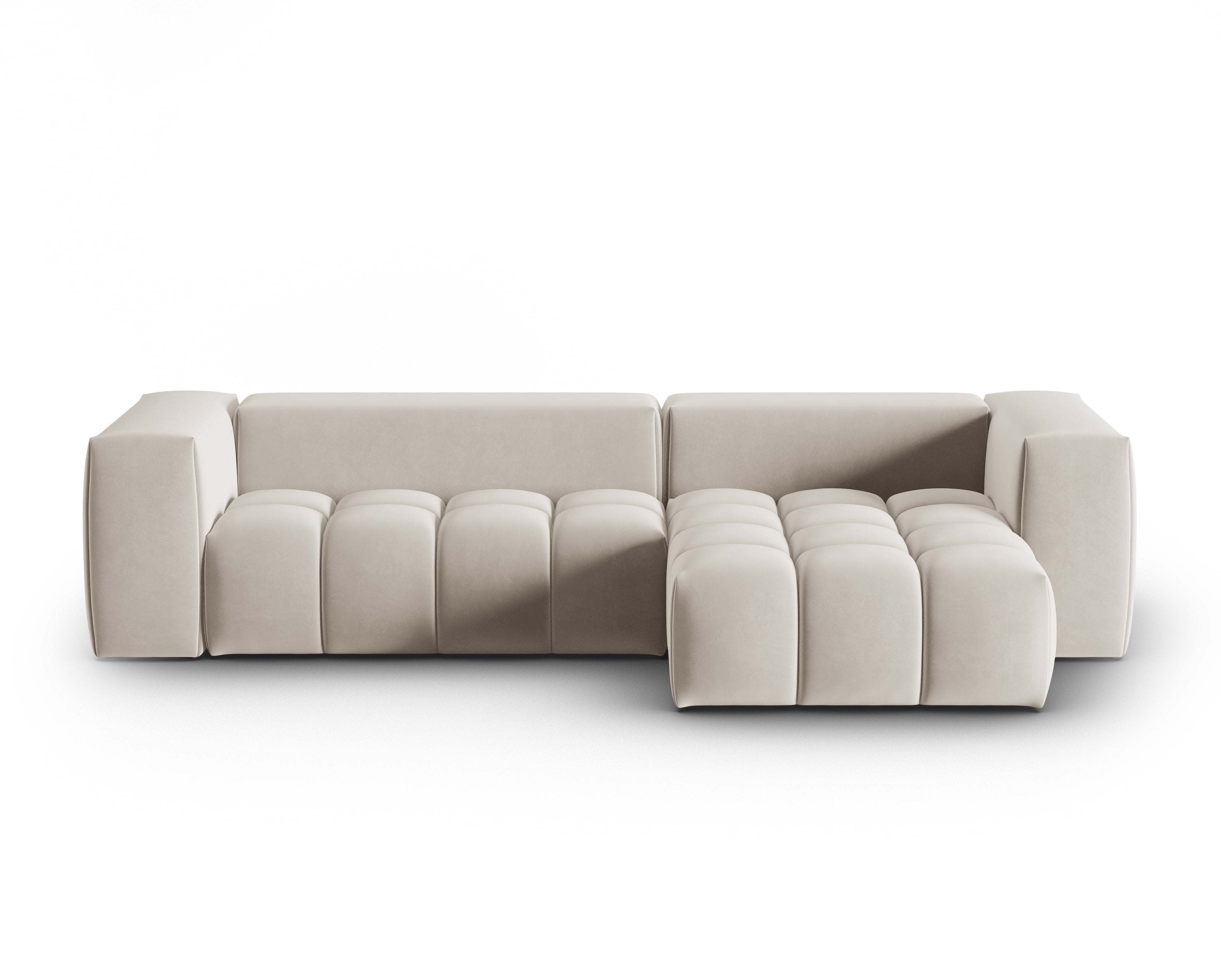Narożnik aksamitny 3-osobowy prawostronny VERONA ecru – Cosmopolitan Design