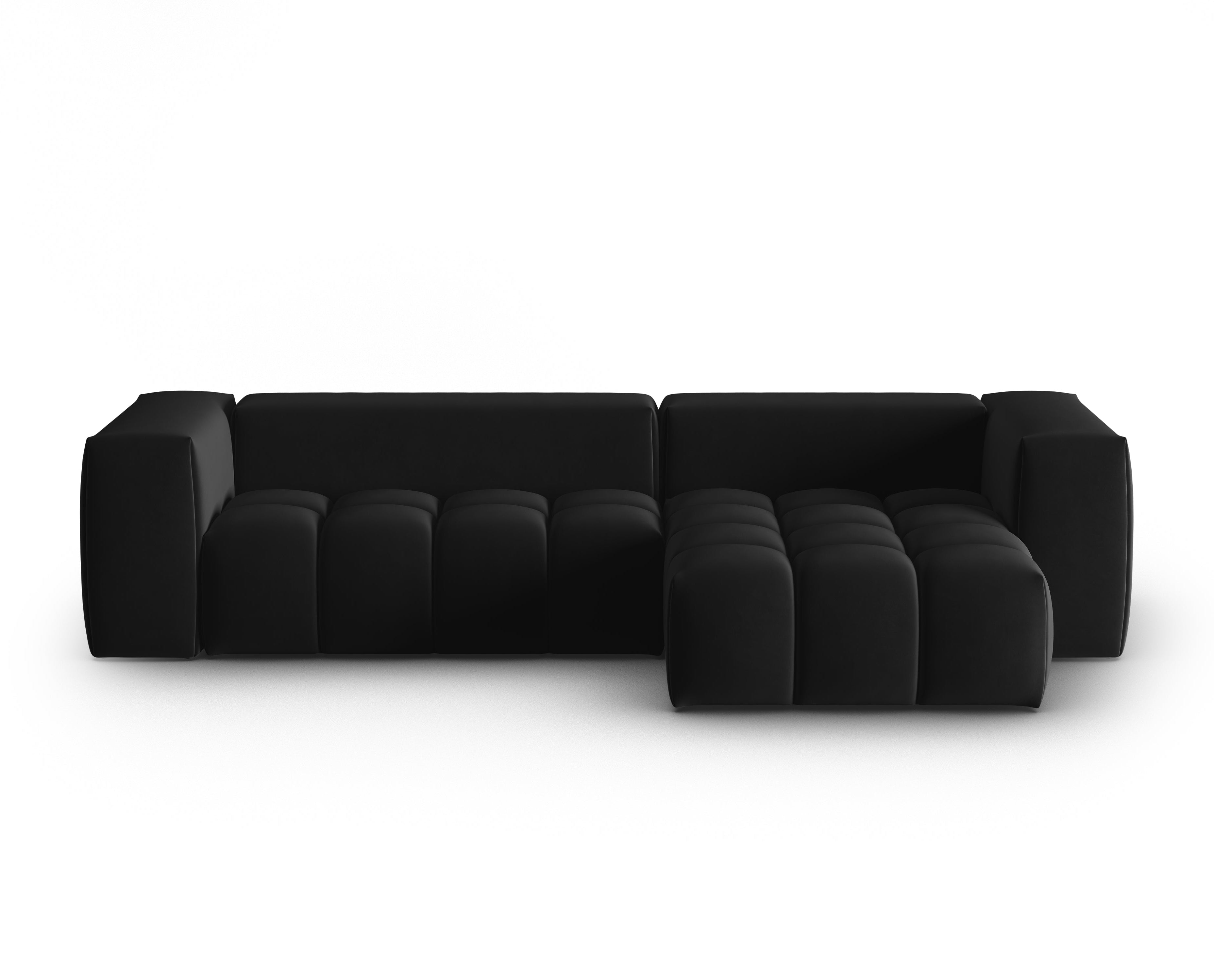 Narożnik aksamitny 3-osobowy prawostronny VERONA czarny – Cosmopolitan Design
