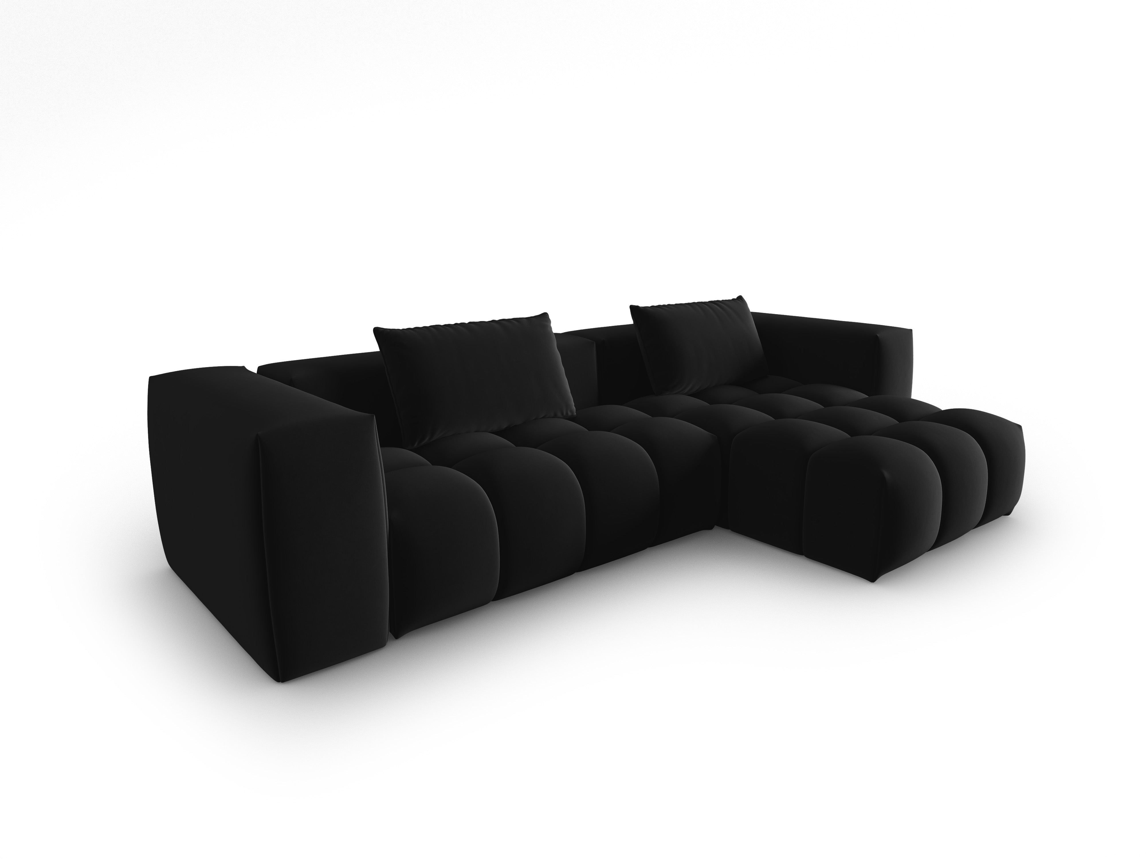 Narożnik aksamitny 3-osobowy prawostronny VERONA czarny – Cosmopolitan Design