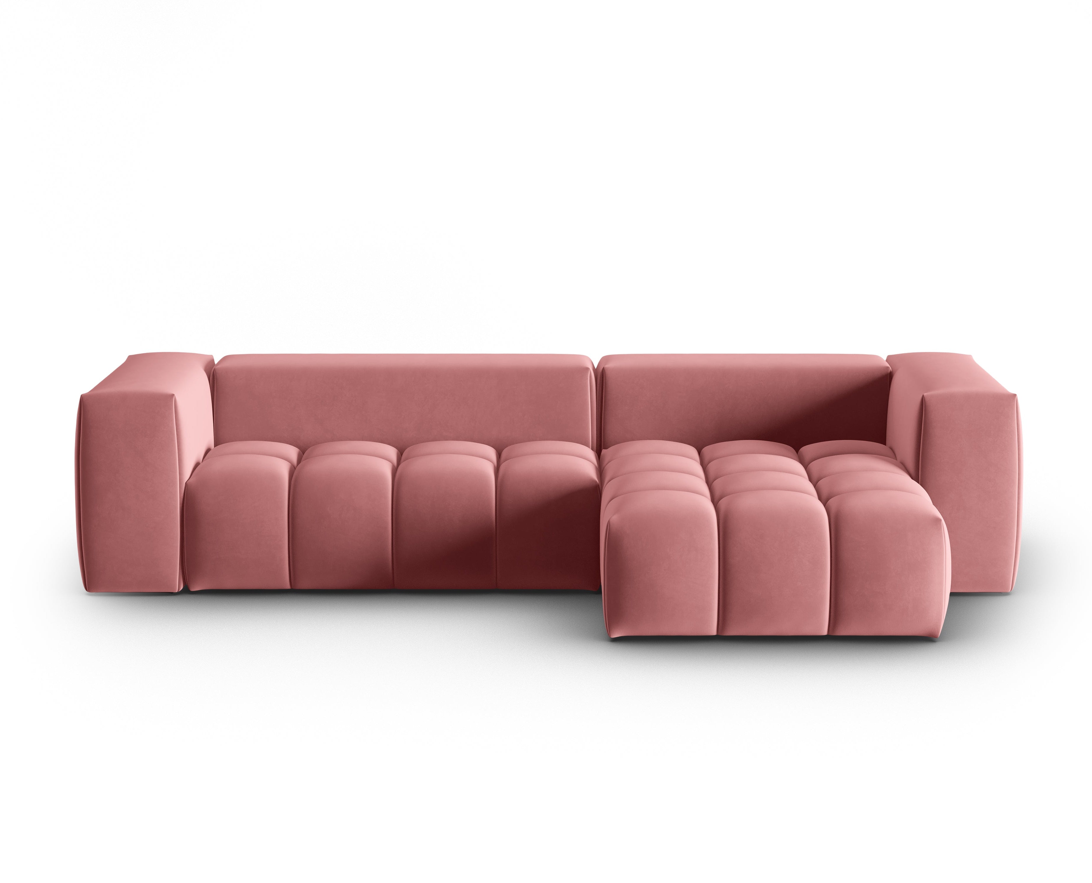 Narożnik aksamitny 3-osobowy prawostronny VERONA różowy flamingo – Cosmopolitan Design