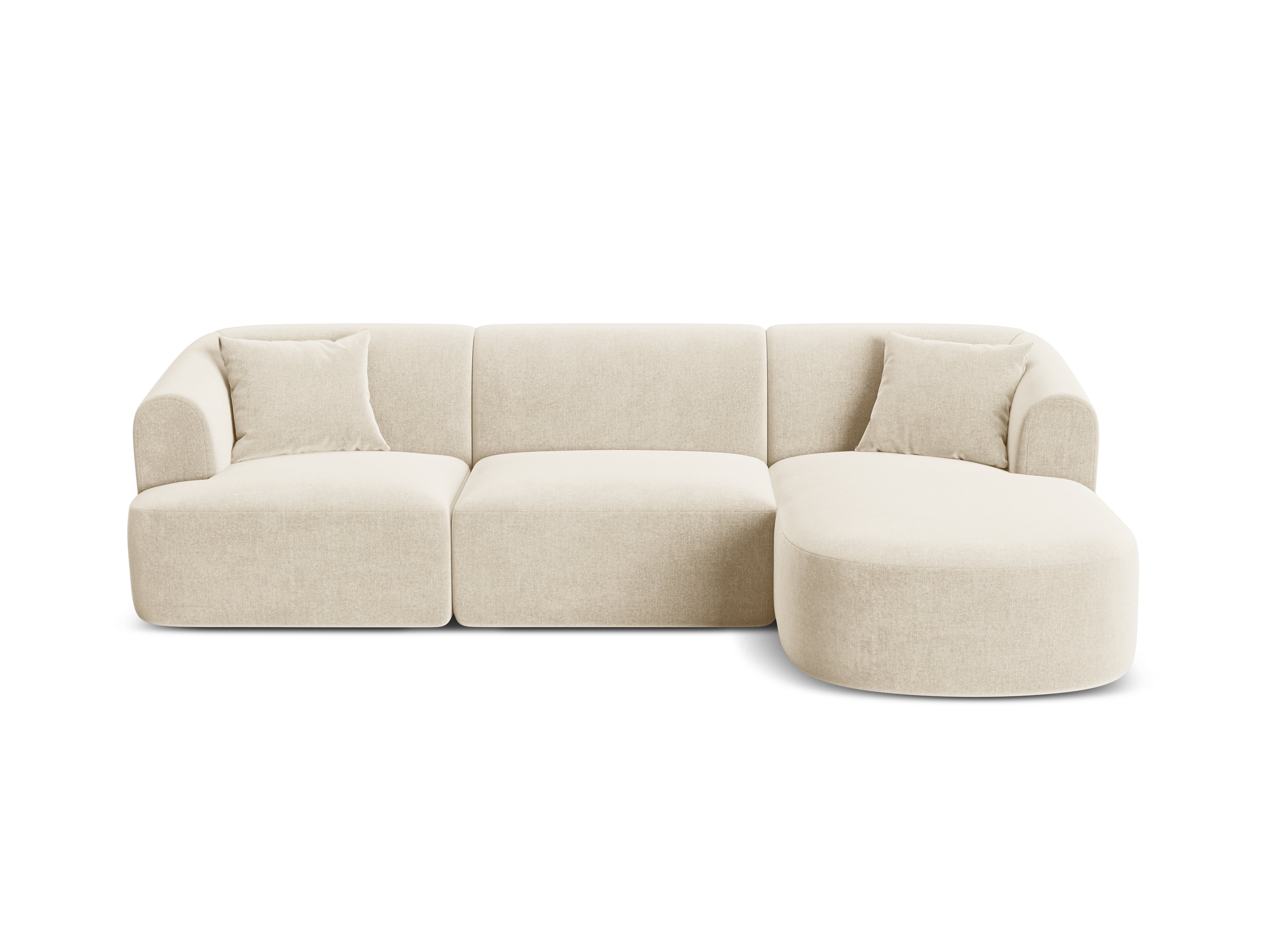 Fluwelen hoekbank rechts 4-persoons CAMPI lichtbeige