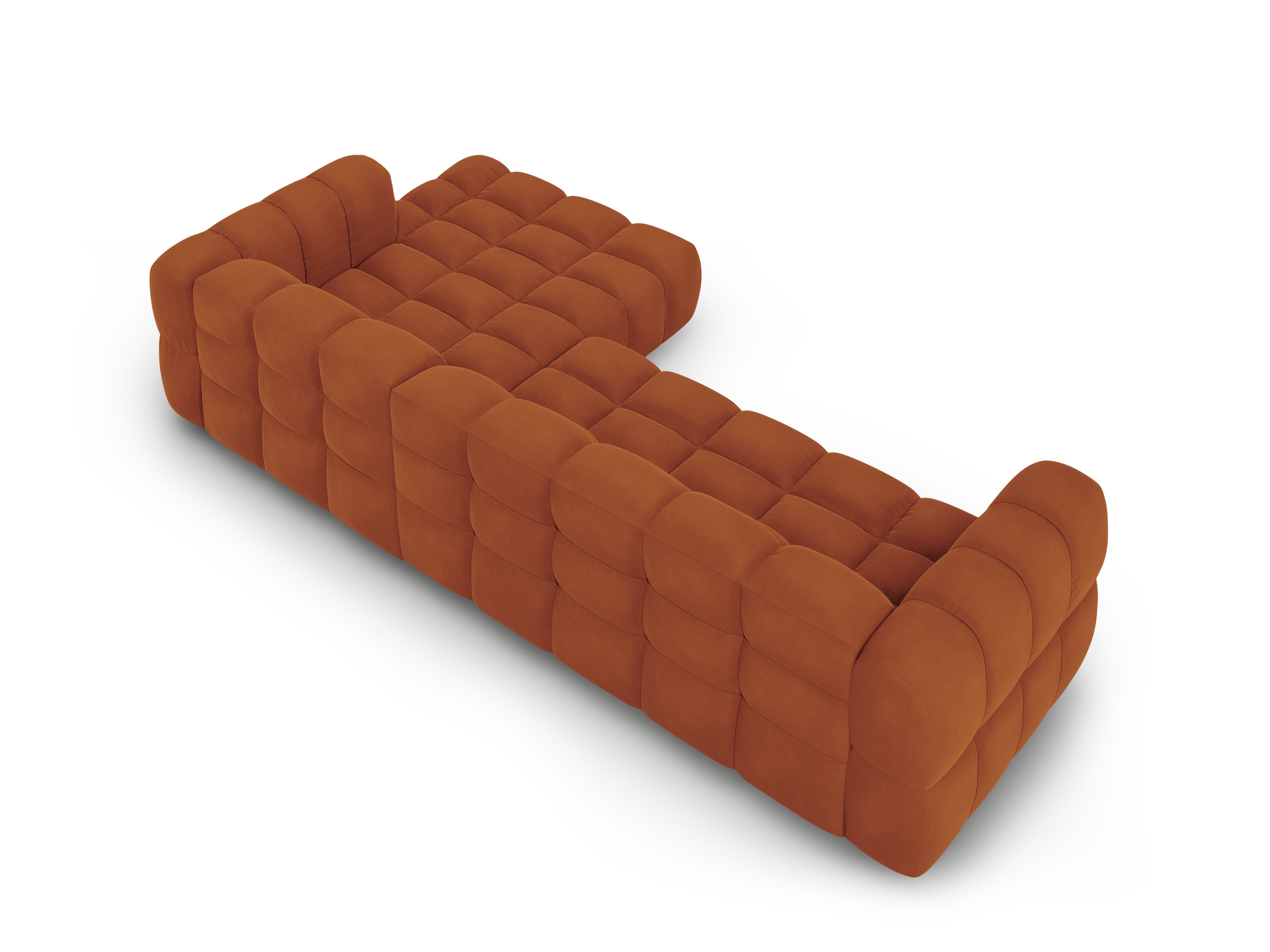 Narożnik aksamitny prawostronny 4-osobowy SKY terracotta – sofa narożna