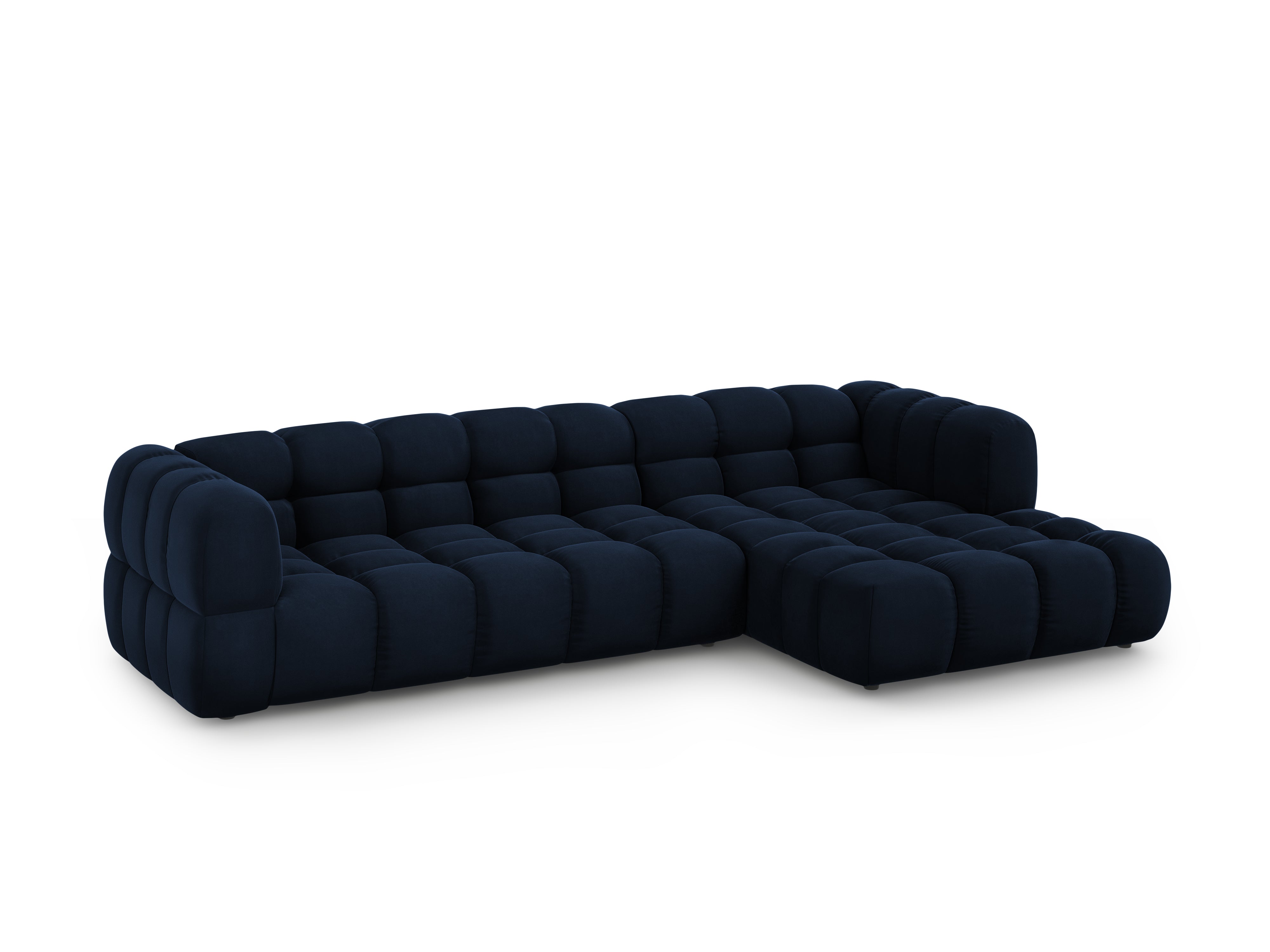 Narożnik aksamitny prawostronny 4-osobowy SKY granat królewski Cosmopolitan Design Eye on Design