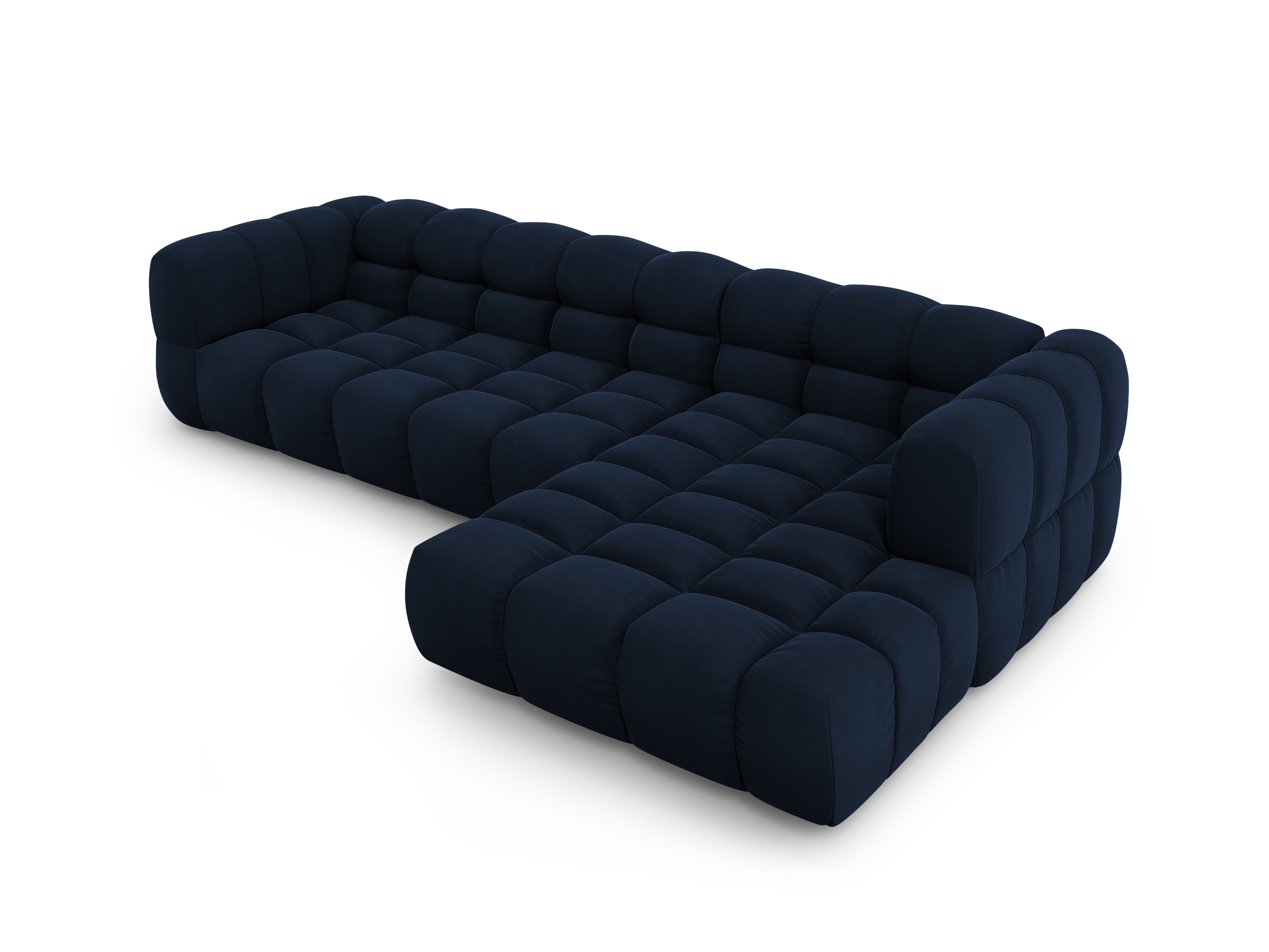 Narożnik aksamitny prawostronny 4-osobowy SKY granat królewski Cosmopolitan Design Eye on Design