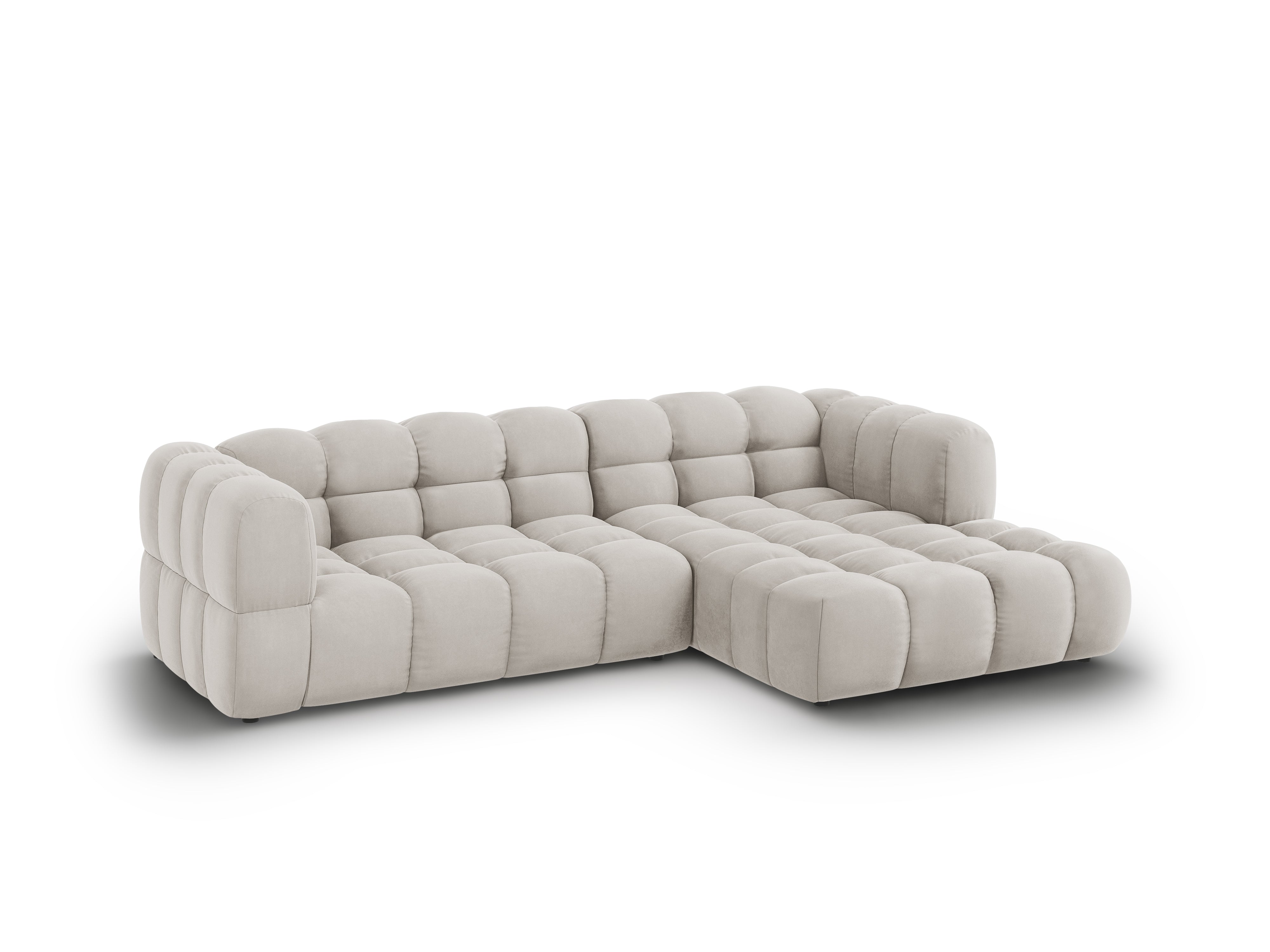 Narożnik aksamitny prawostronny 3,5-osobowy SKY kość słoniowa Cosmopolitan Design Eye on Design
