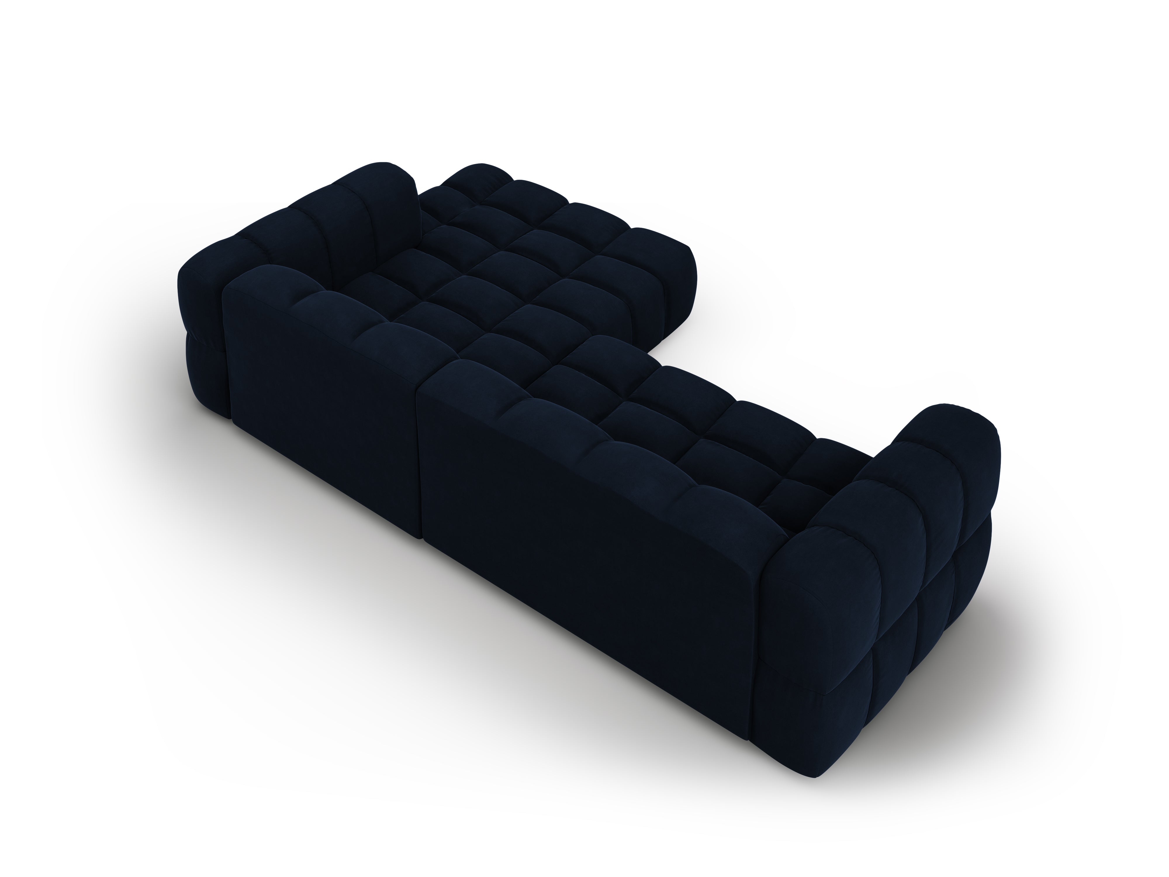 Narożnik aksamitny prawostronny 3,5-osobowy SKY granat królewski Cosmopolitan Design Eye on Design