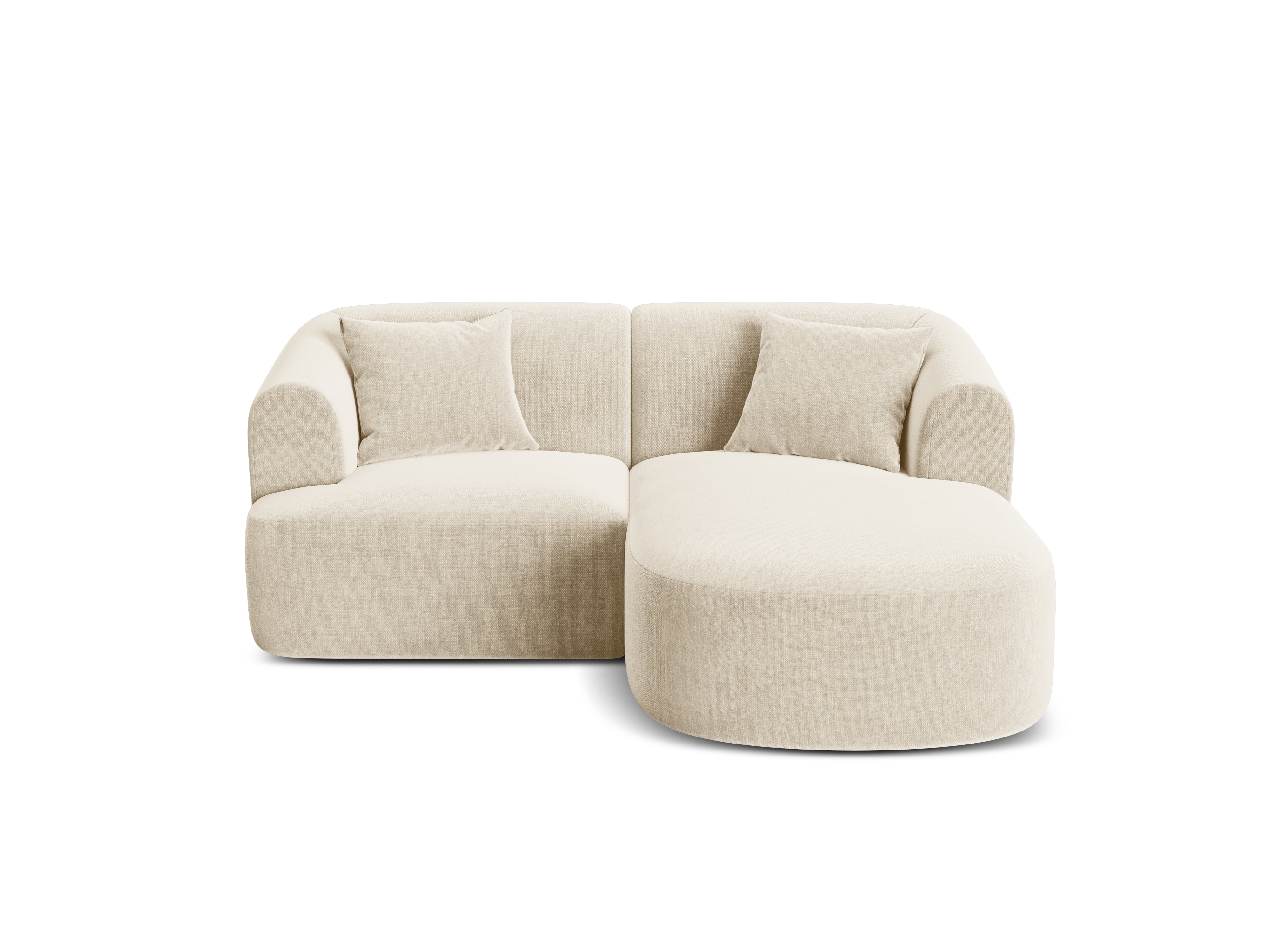 Fluwelen hoekbank rechts 3-zits CAMPI lichtbeige