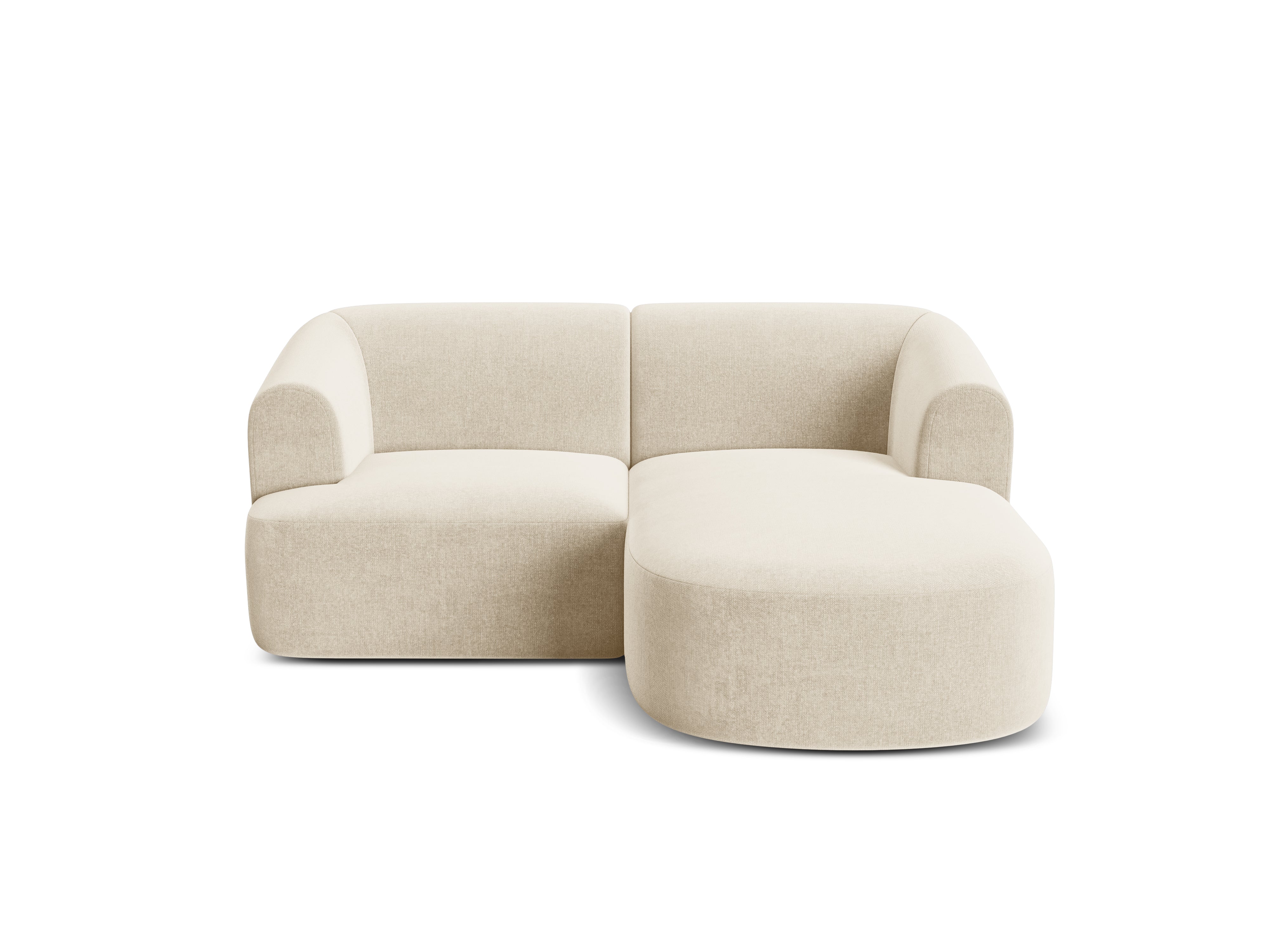 Fluwelen hoekbank rechts 3-zits CAMPI lichtbeige