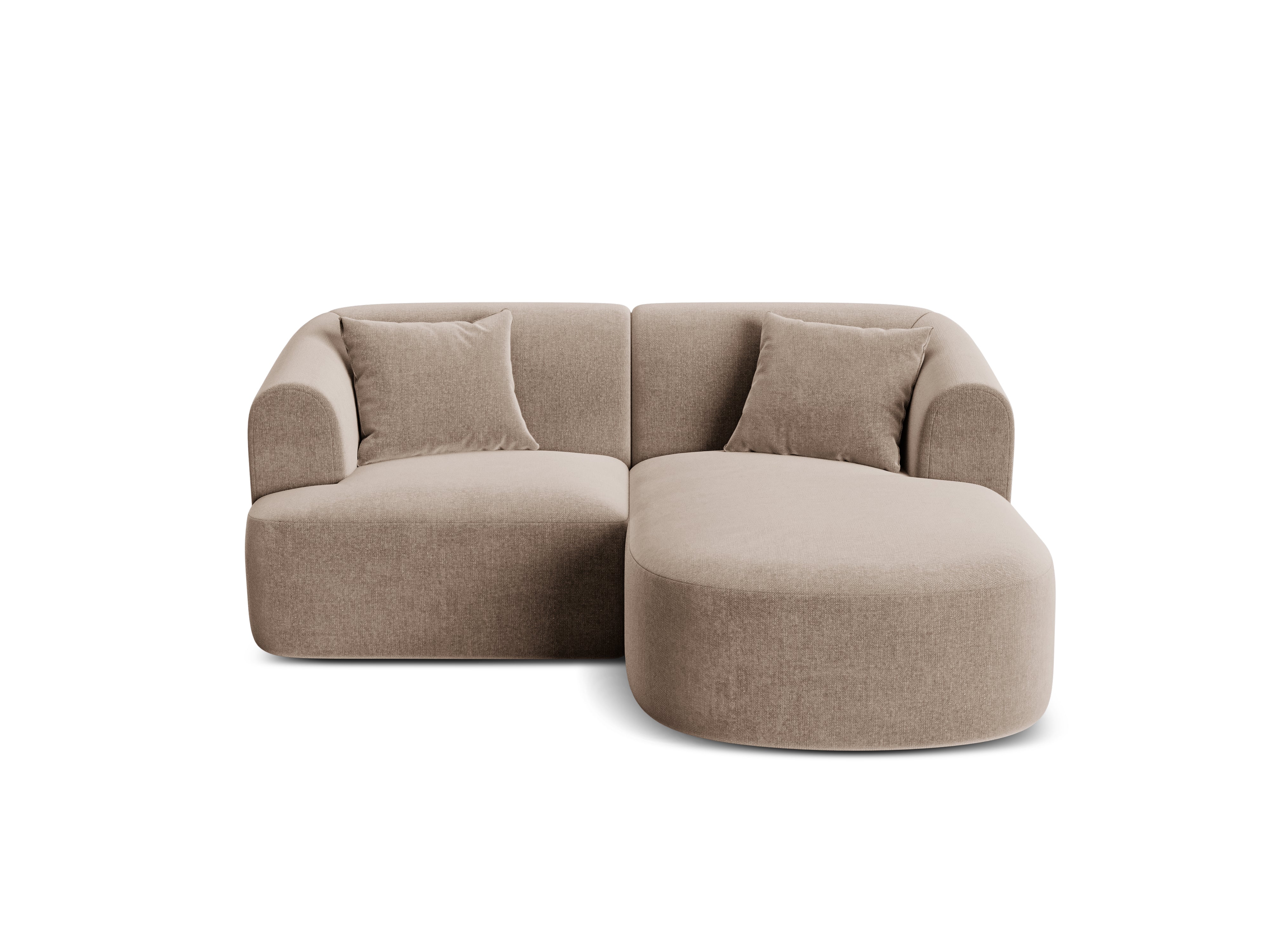 Right-facing velvet corner sofa for 3 people CAMPI dark beige