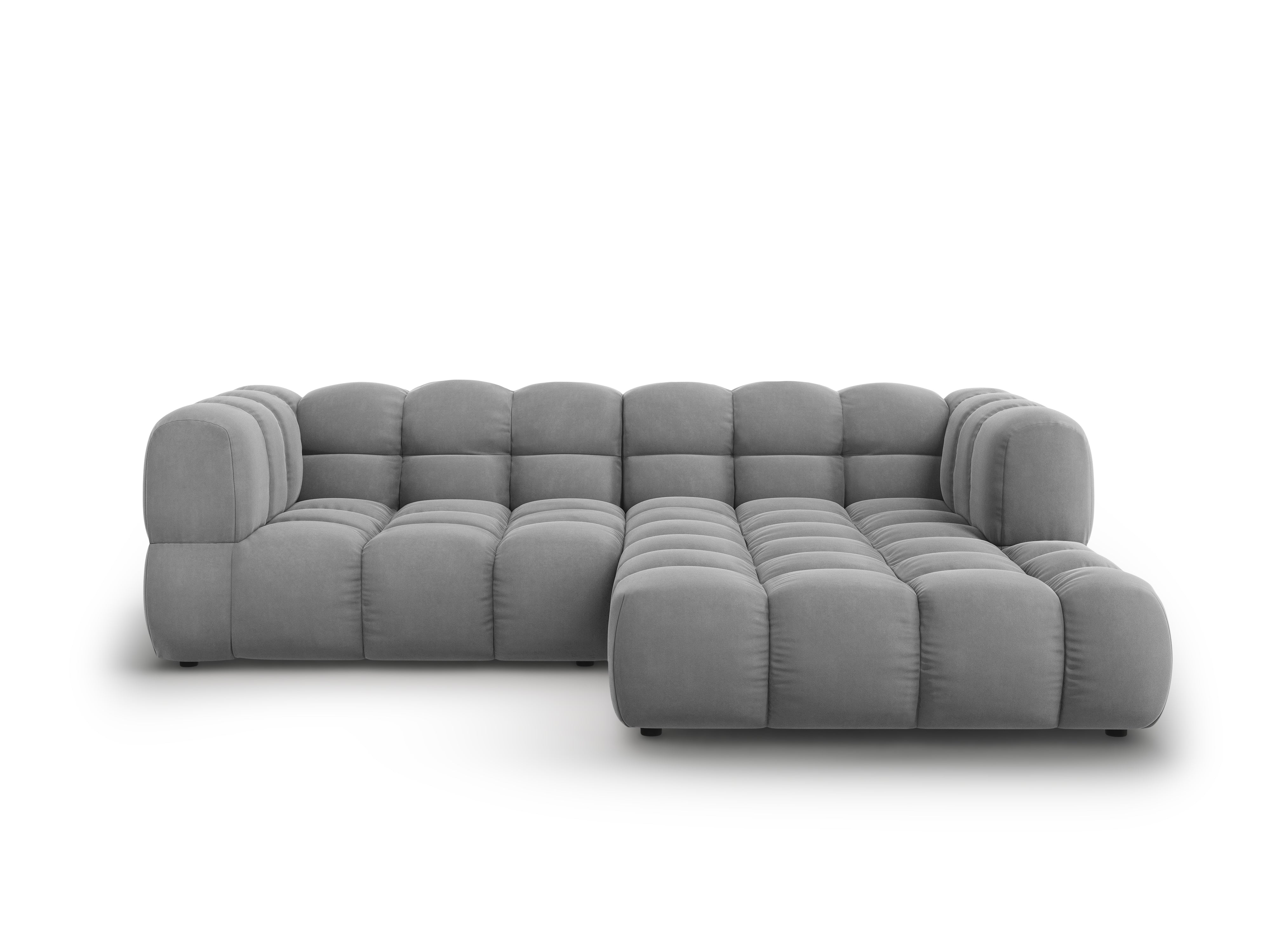 Narożnik aksamitny prawostronny 3-osobowy SKY jasnoszary Cosmopolitan Design Eye on Design