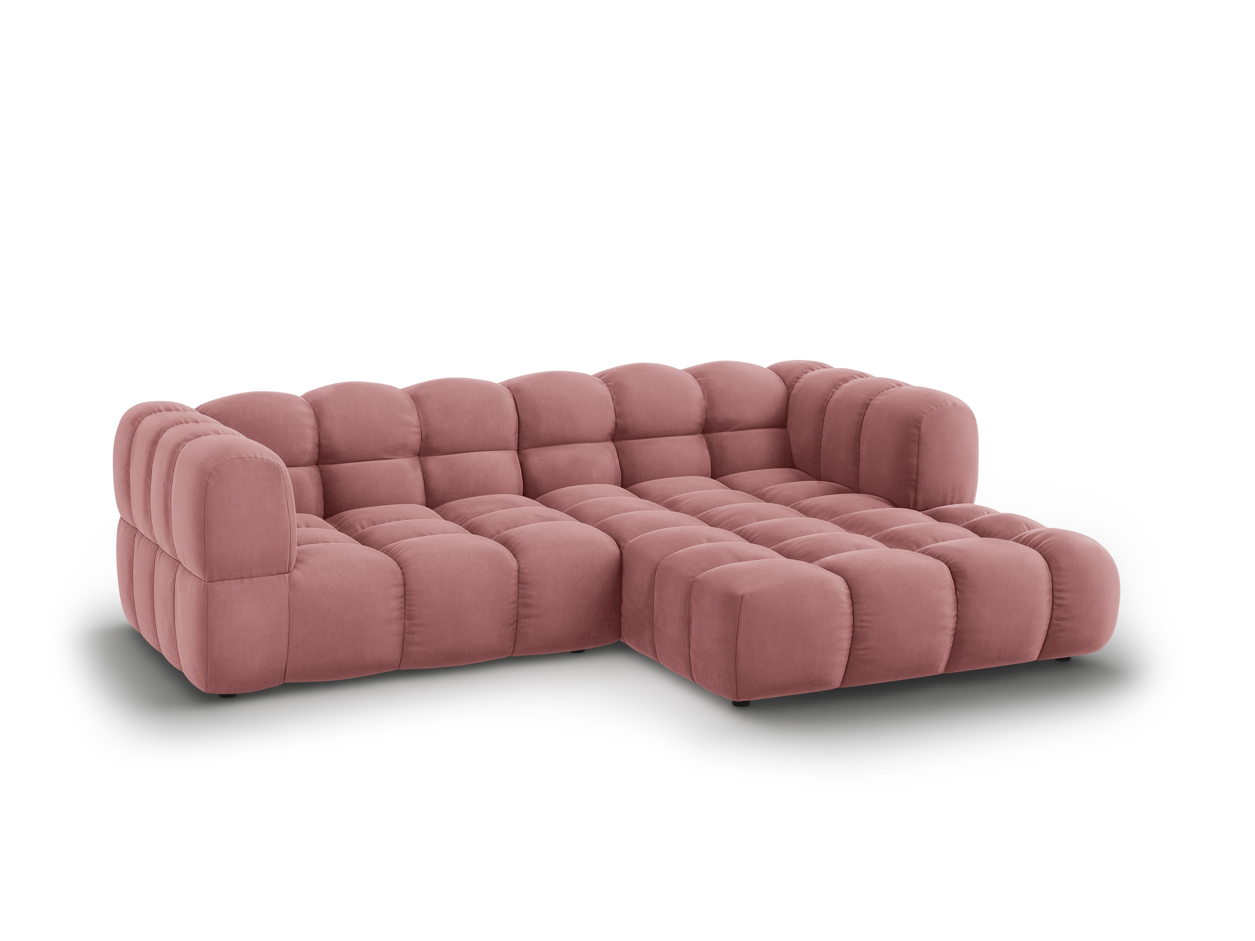 Narożnik aksamitny prawostronny 3-osobowy SKY łososiowy – Cosmopolitan Design