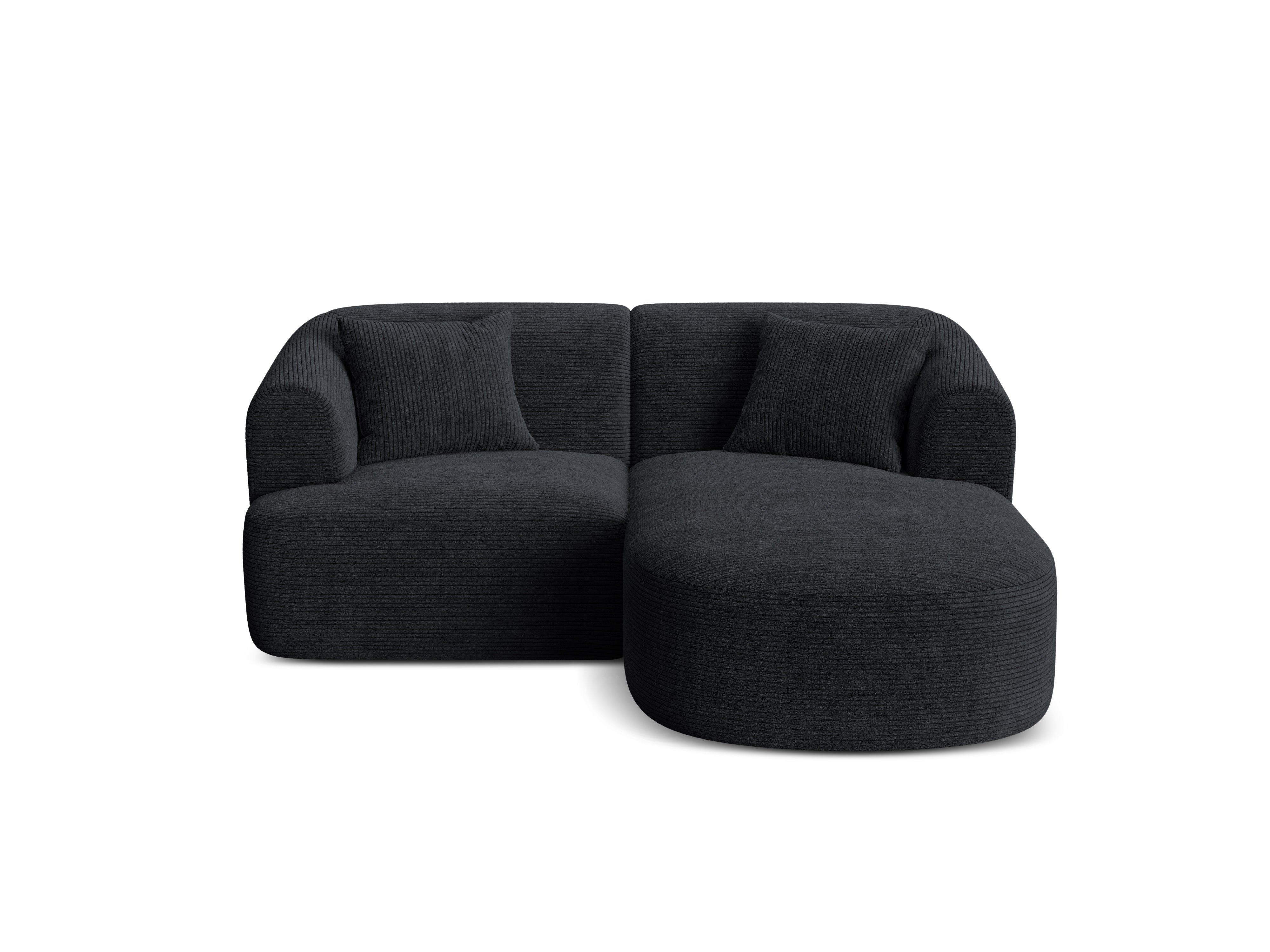 Narożnik prawostronny 3-osobowy CAMPI czarny sztruks – Cosmopolitan Design