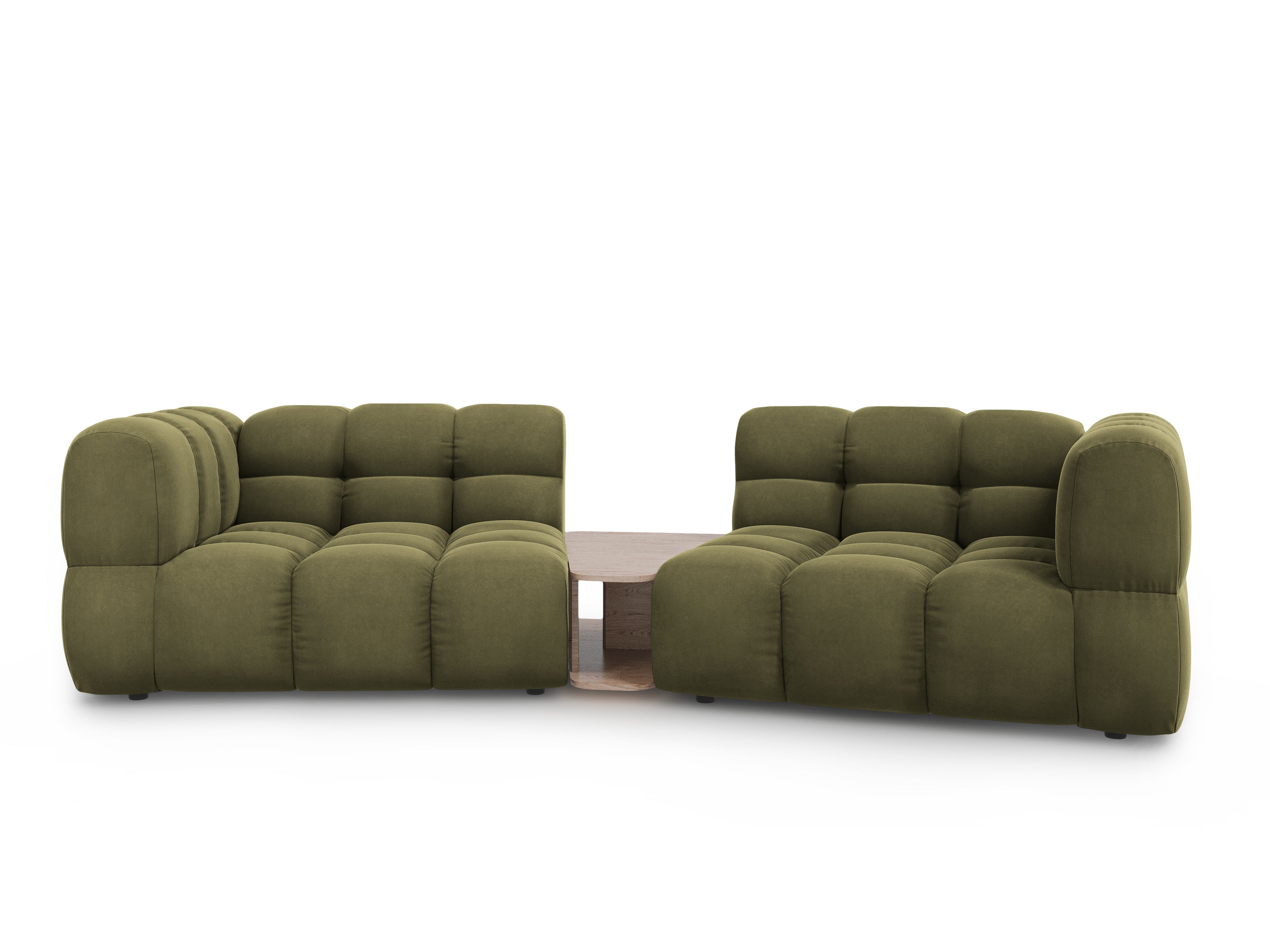 Sofa aksamitna 2-osobowa zaokrąglona ze stolikiem SKY jasnozielony Cosmopolitan Design Eye on Design