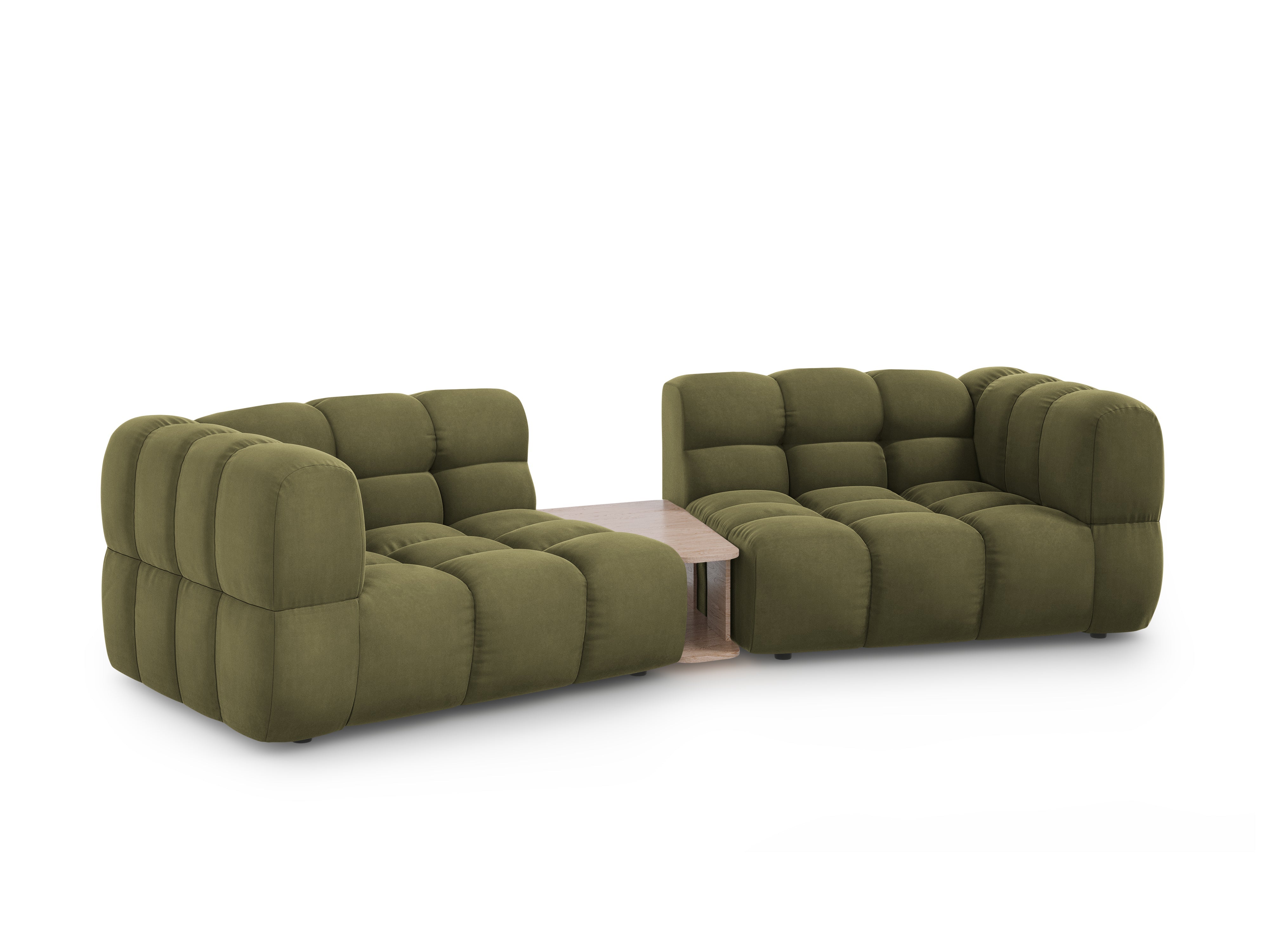 Sofa aksamitna 2-osobowa zaokrąglona ze stolikiem SKY jasnozielony Cosmopolitan Design Eye on Design