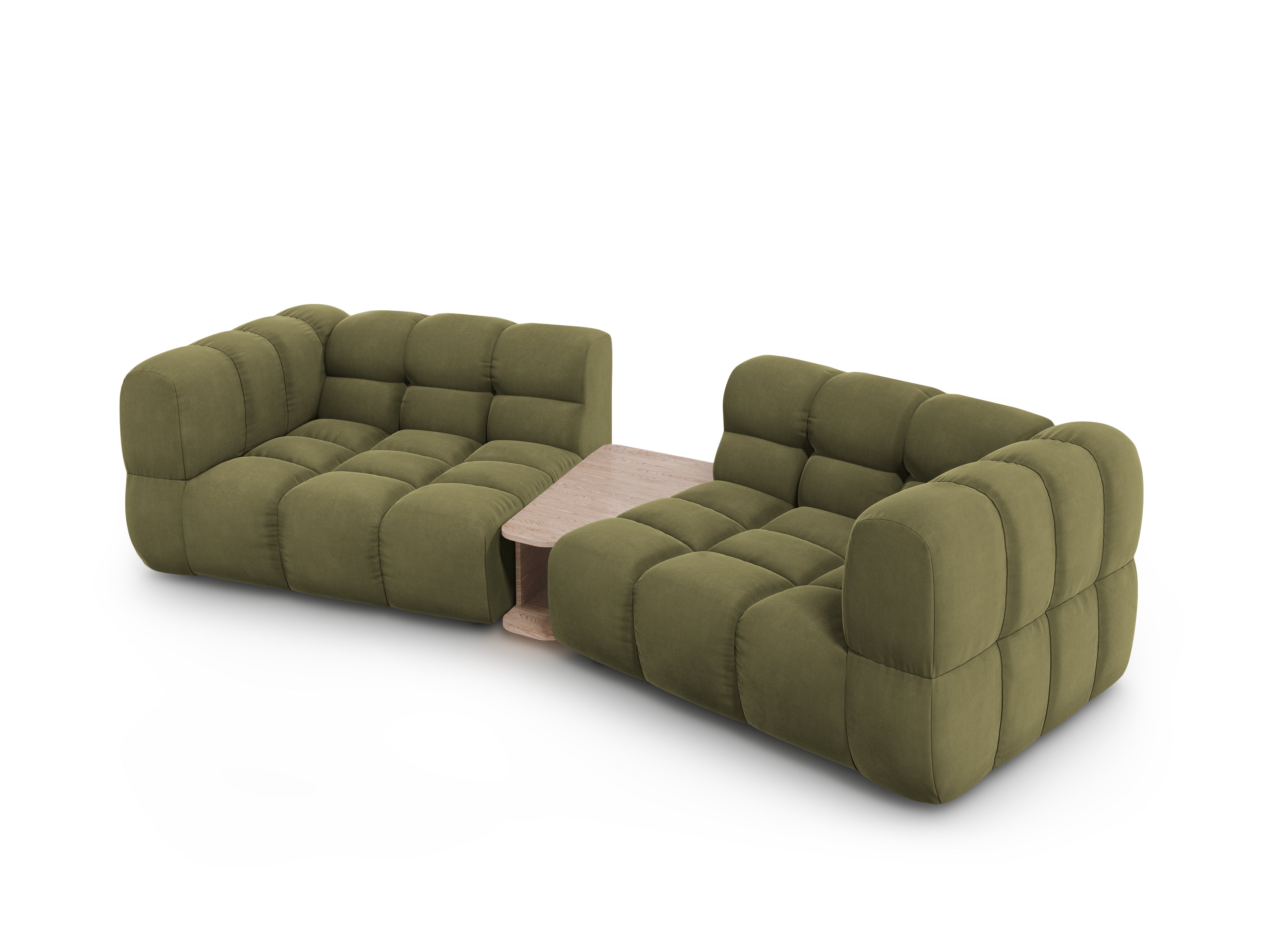 Sofa aksamitna 2-osobowa zaokrąglona ze stolikiem SKY jasnozielony Cosmopolitan Design Eye on Design
