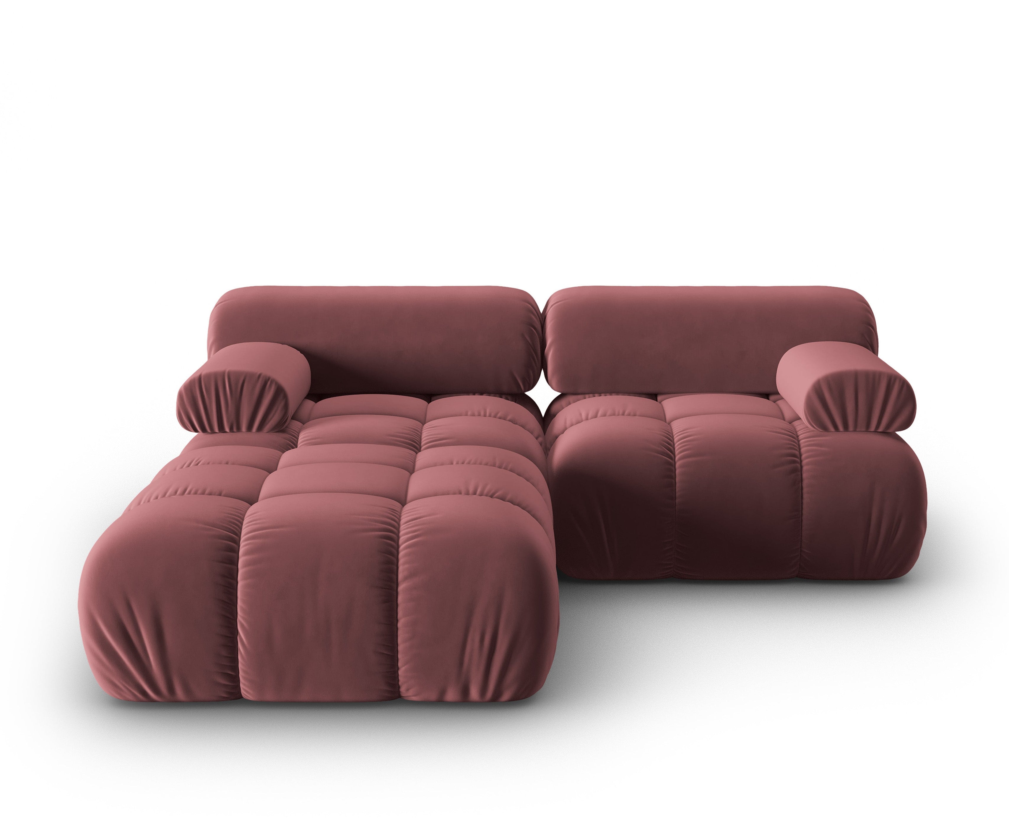 Narożnik aksamitny 3-osobowy CORTINA różowy – Cosmopolitan Design