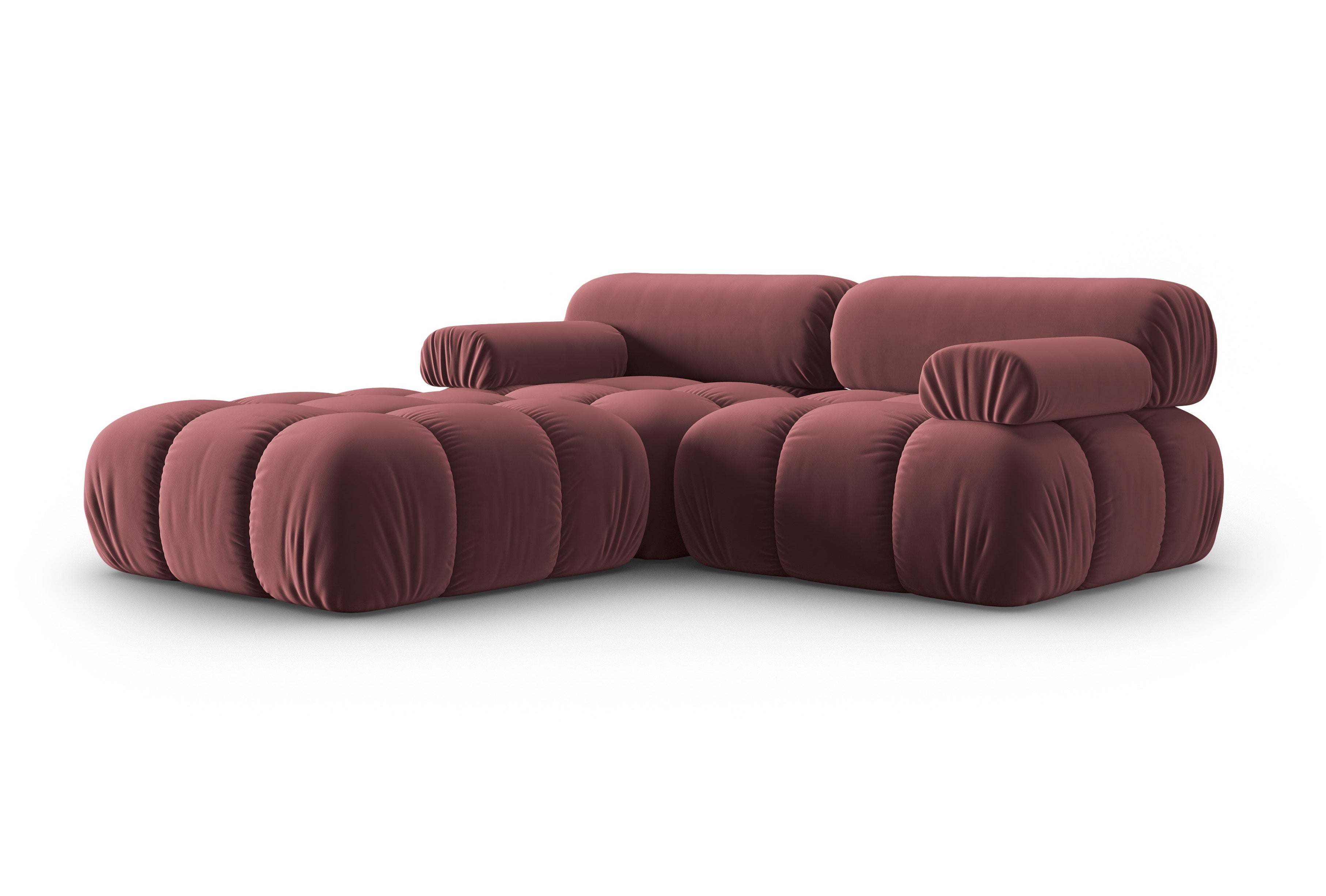 Narożnik aksamitny 3-osobowy CORTINA różowy – Cosmopolitan Design