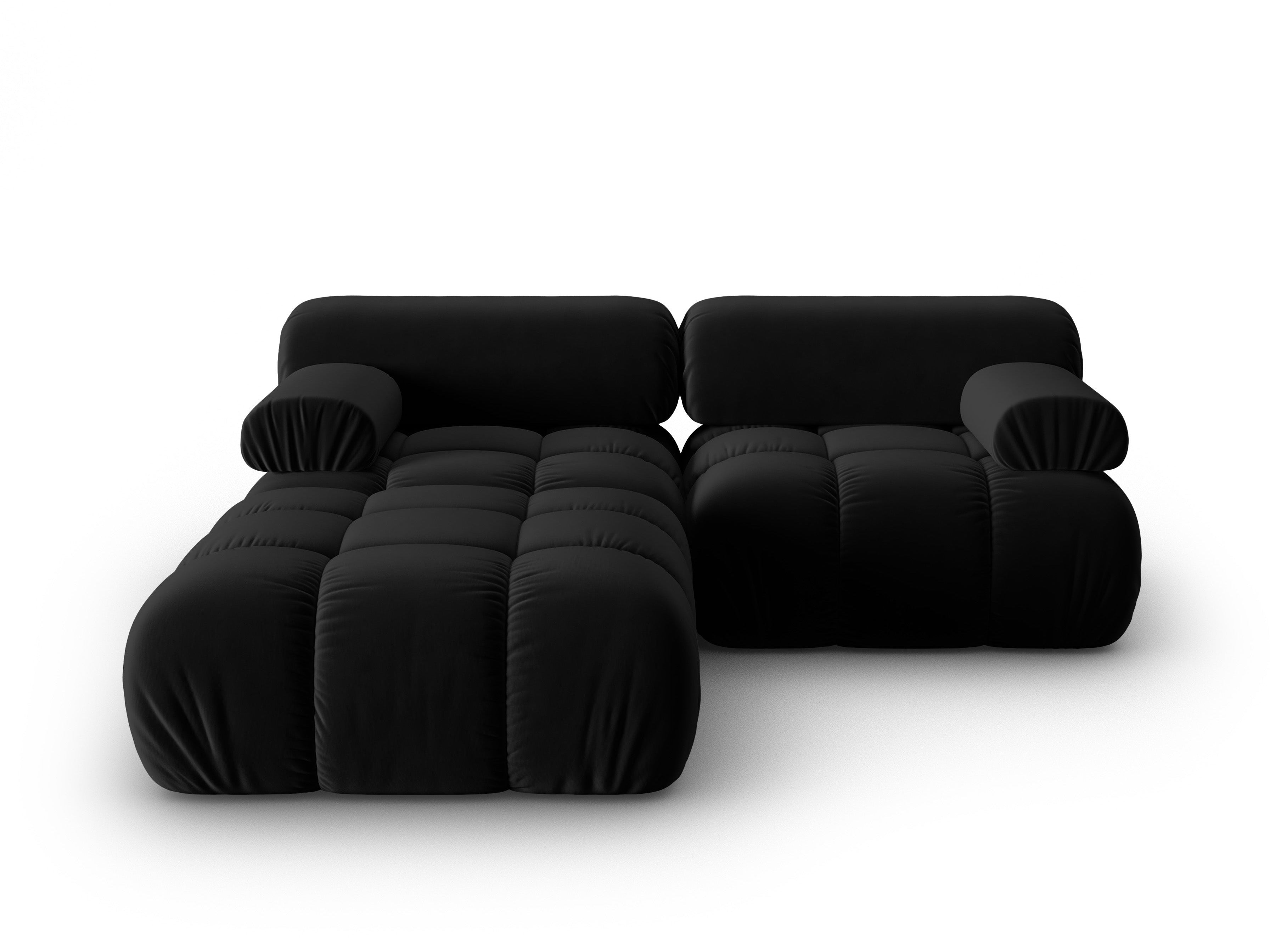 Narożnik aksamitny 3-osobowy CORTINA czarny – Cosmopolitan Design