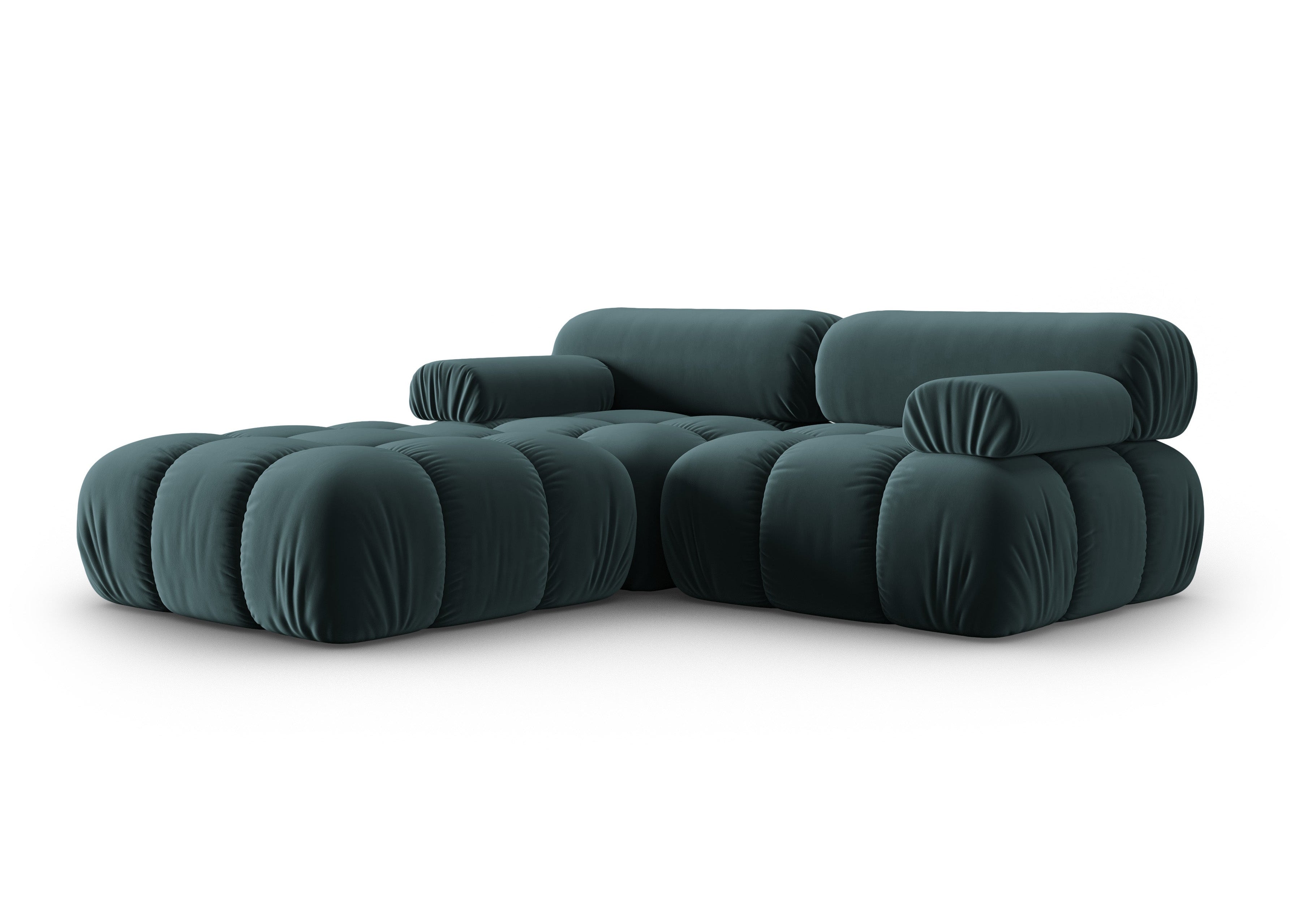 Narożnik aksamitny 3-osobowy CORTINA turkusowy – Cosmopolitan Design