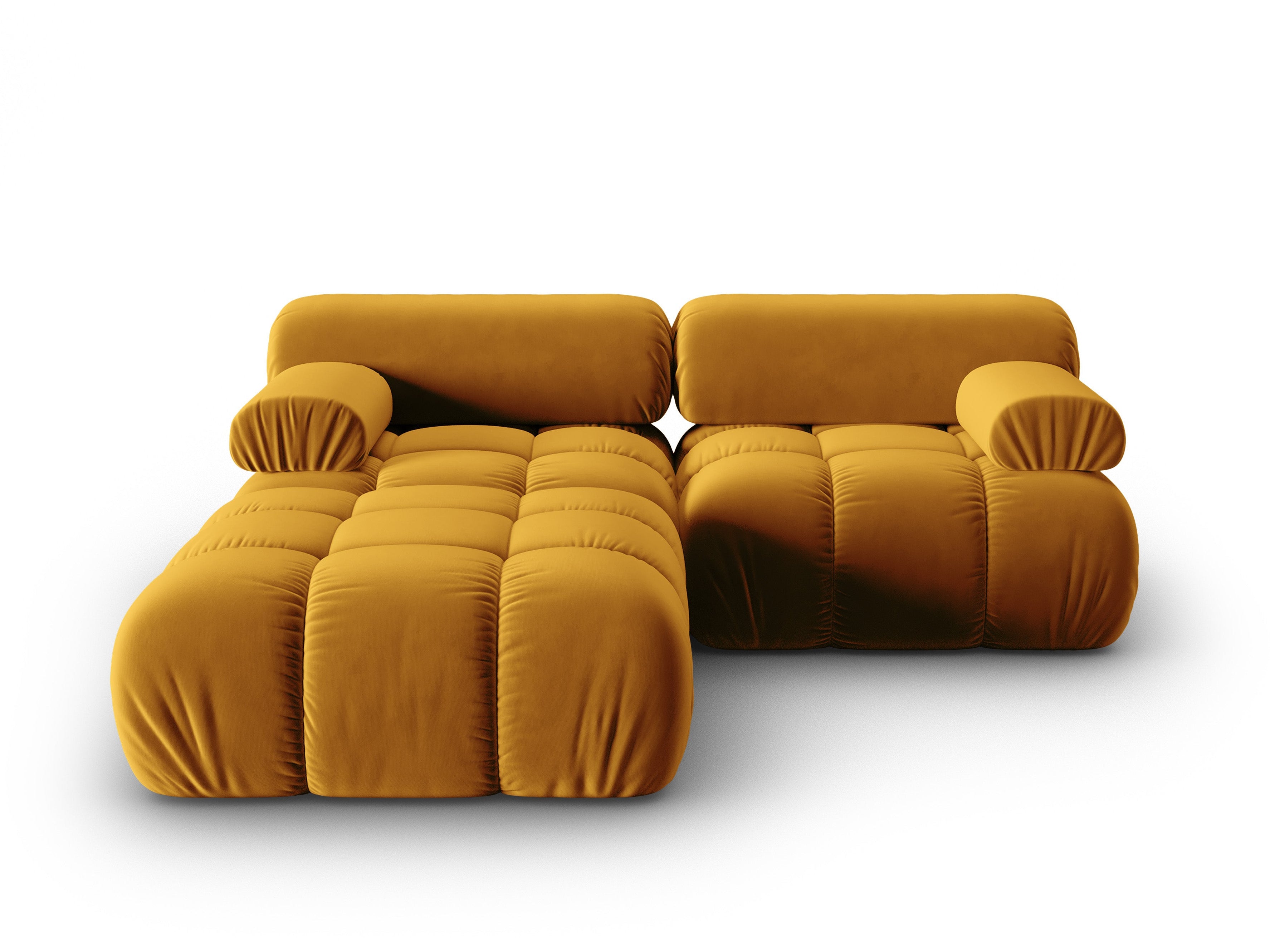 Narożnik aksamitny 3-osobowy CORTINA żółty – Cosmopolitan Design
