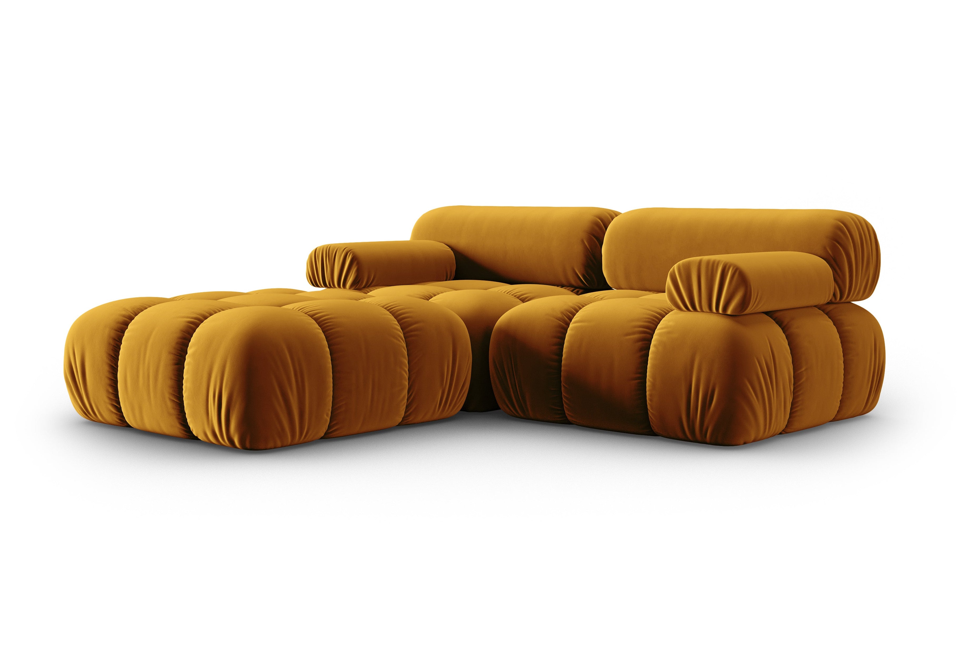 Narożnik aksamitny 3-osobowy CORTINA żółty – Cosmopolitan Design