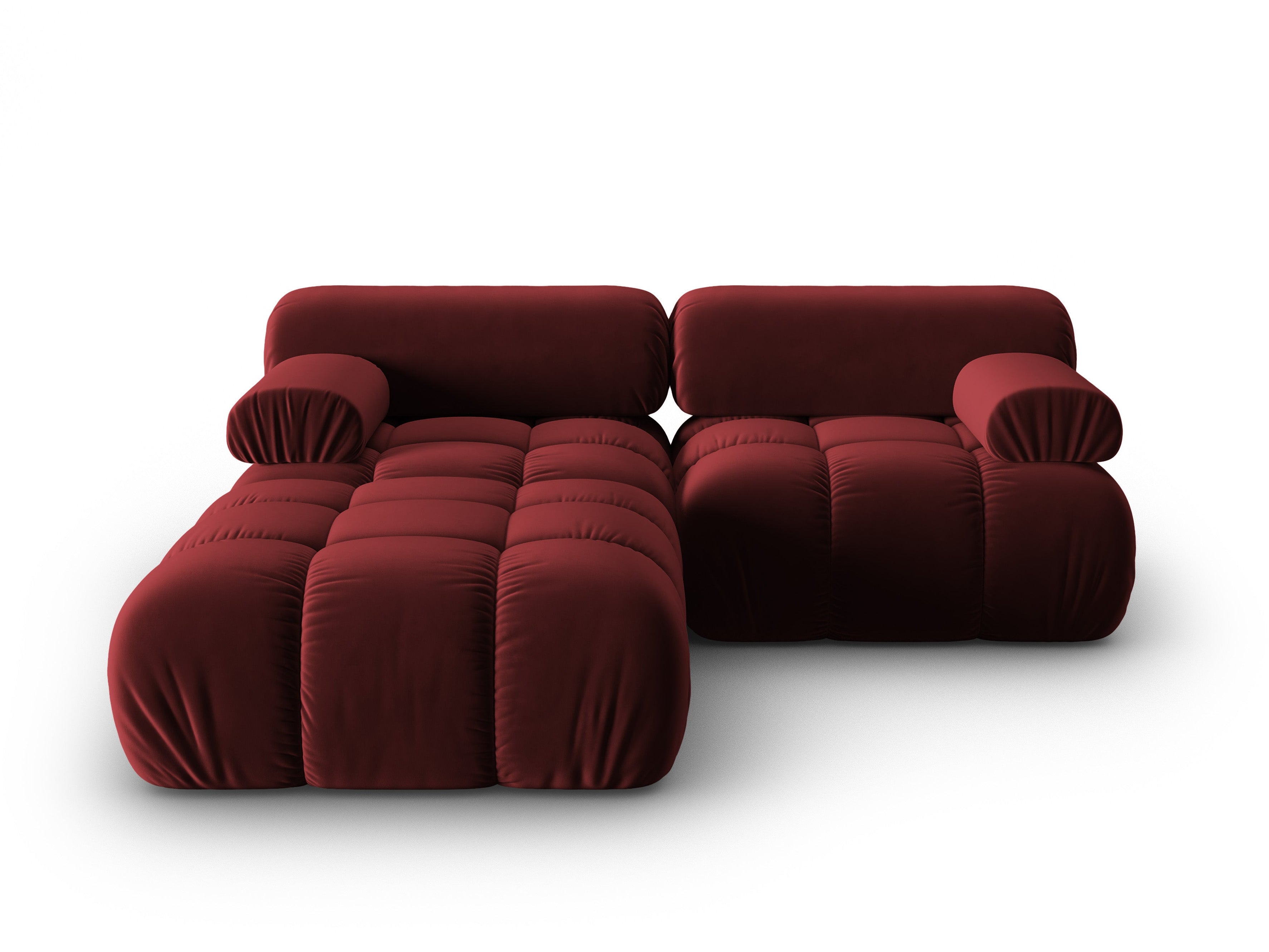 Narożnik aksamitny 3-osobowy CORTINA winny czerwony – Cosmopolitan Design