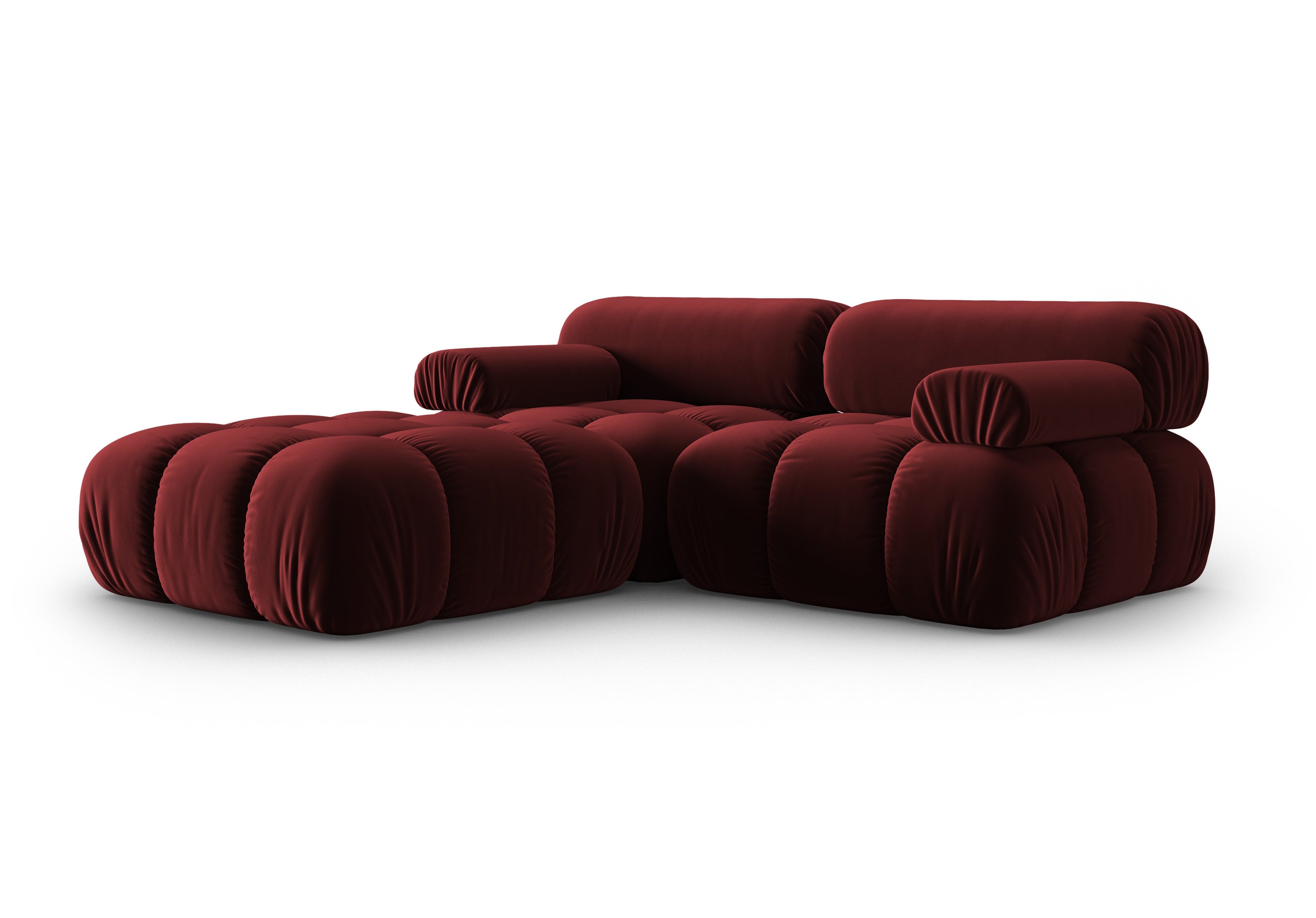 Narożnik aksamitny 3-osobowy CORTINA winny czerwony – Cosmopolitan Design