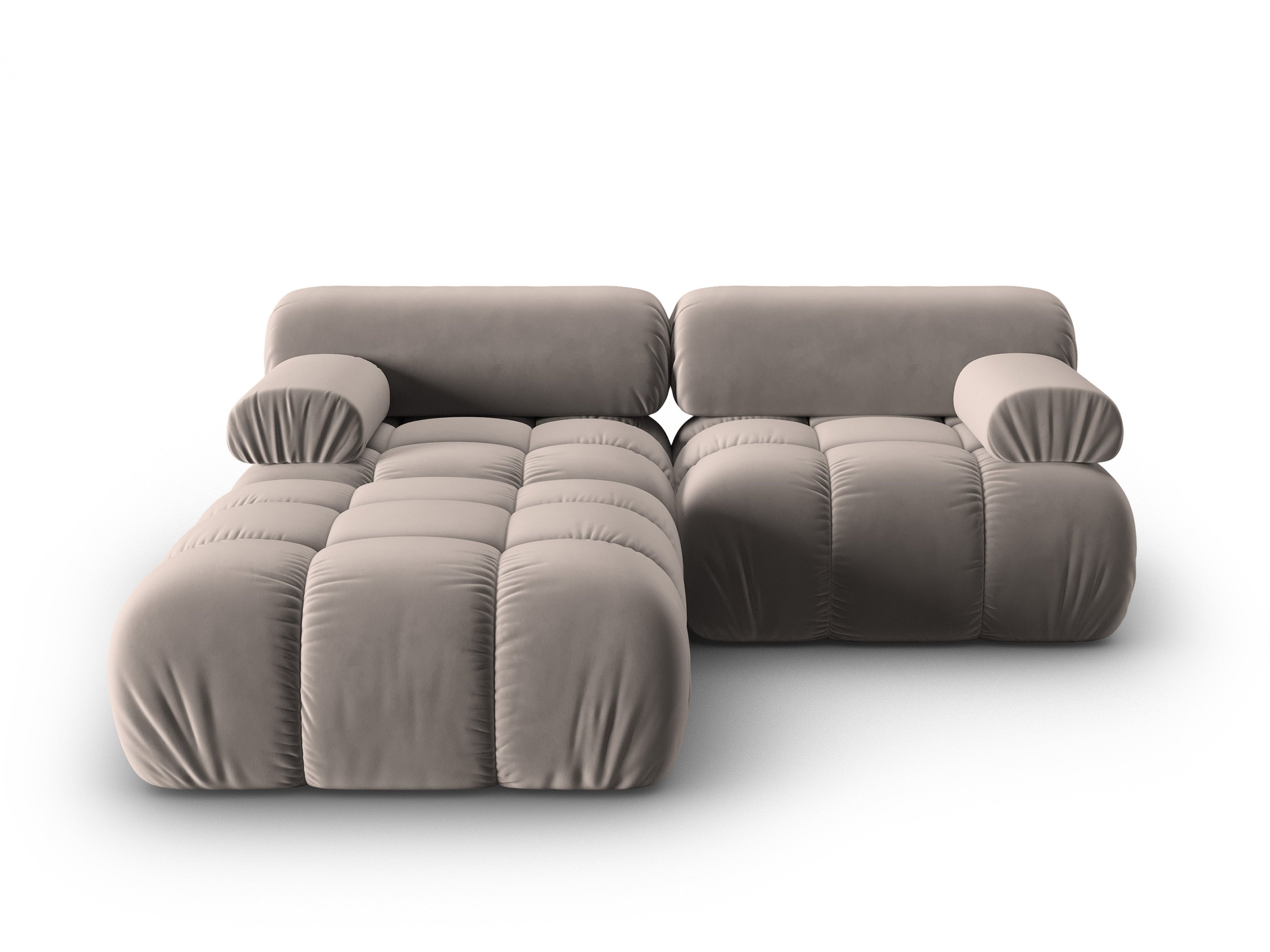 Narożnik aksamitny 3-osobowy CORTINA cappuccino – Cosmopolitan Design