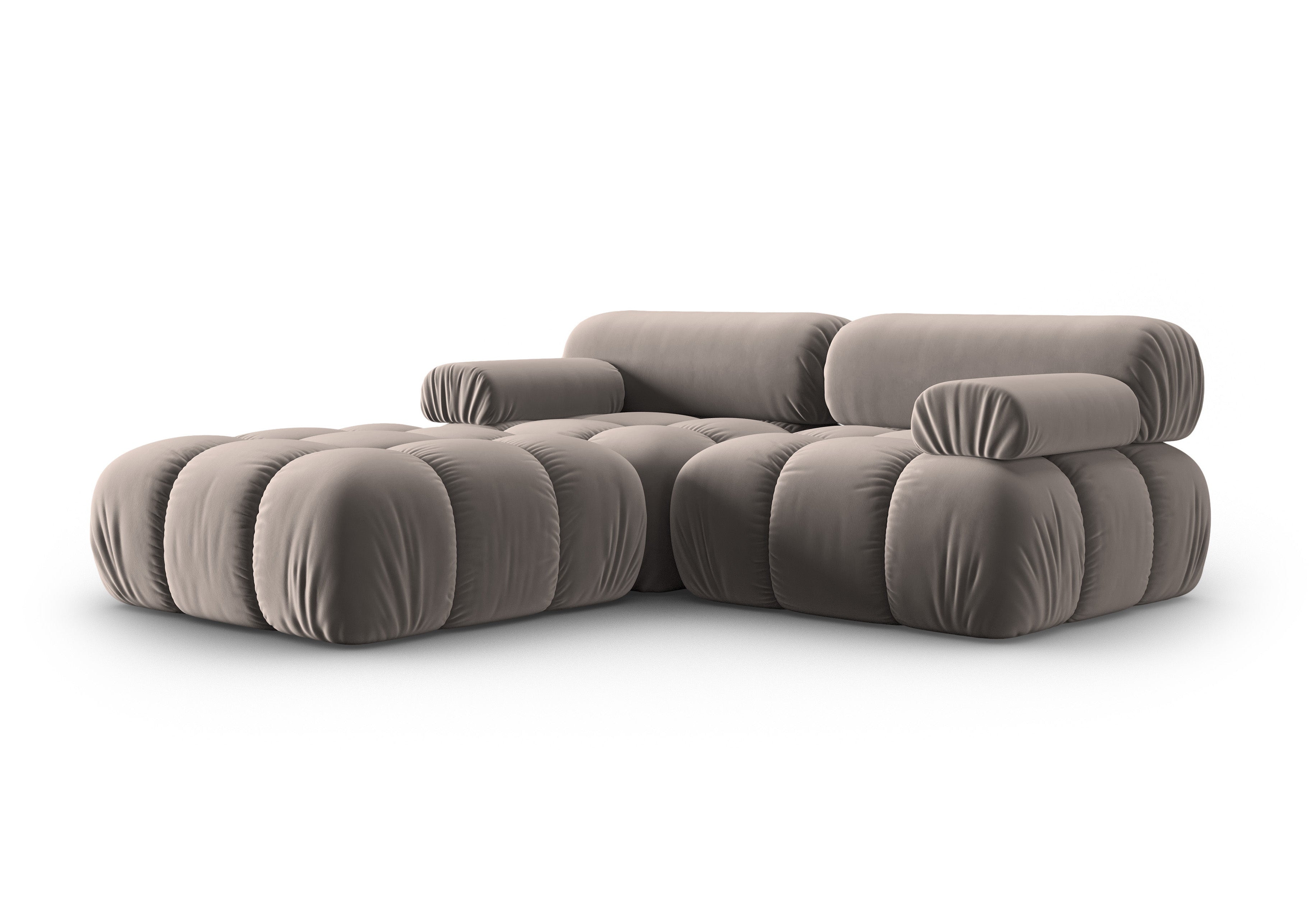 Narożnik aksamitny 3-osobowy CORTINA cappuccino – Cosmopolitan Design