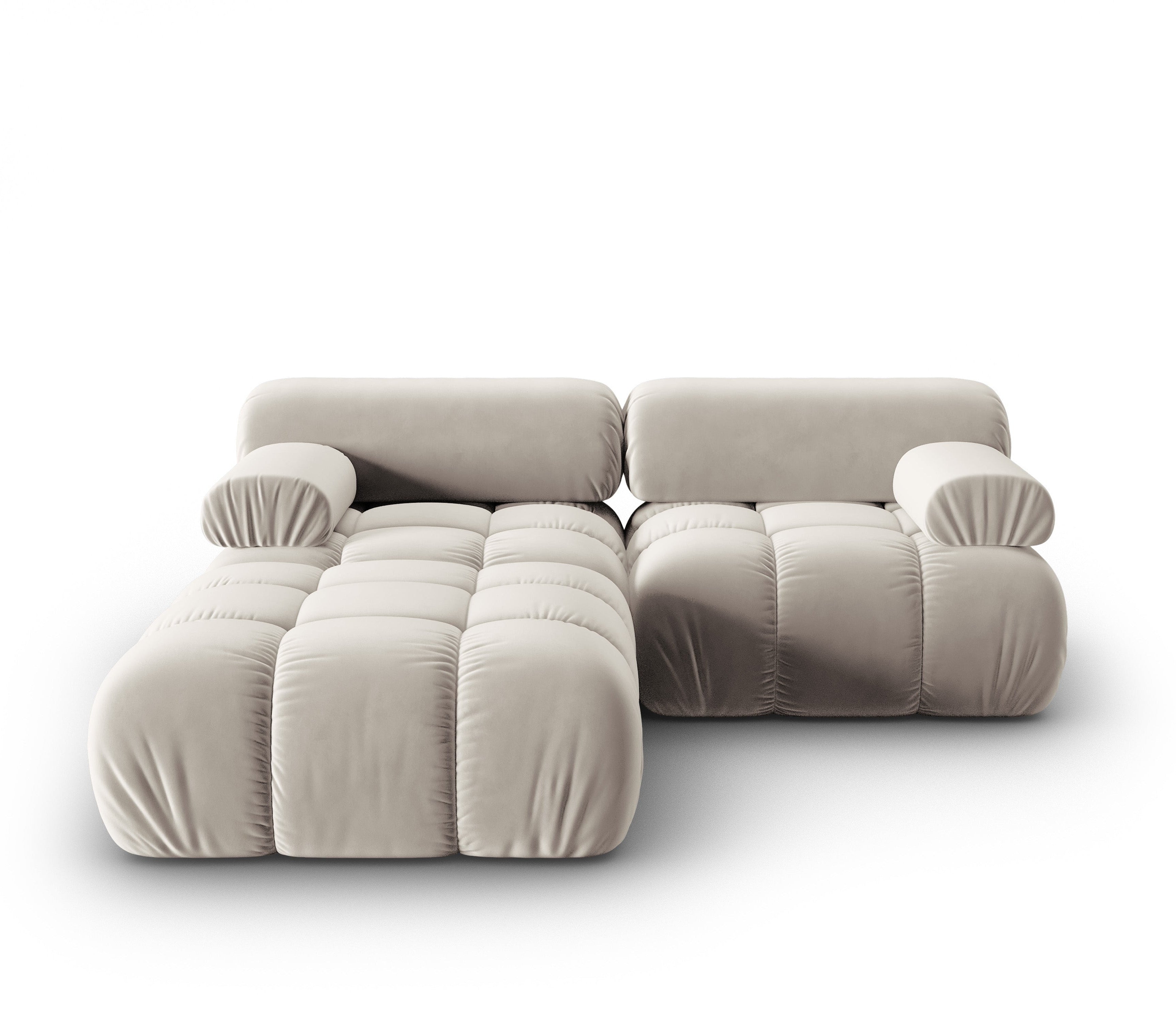 Narożnik aksamitny 3-osobowy CORTINA beżowy – Cosmopolitan Design