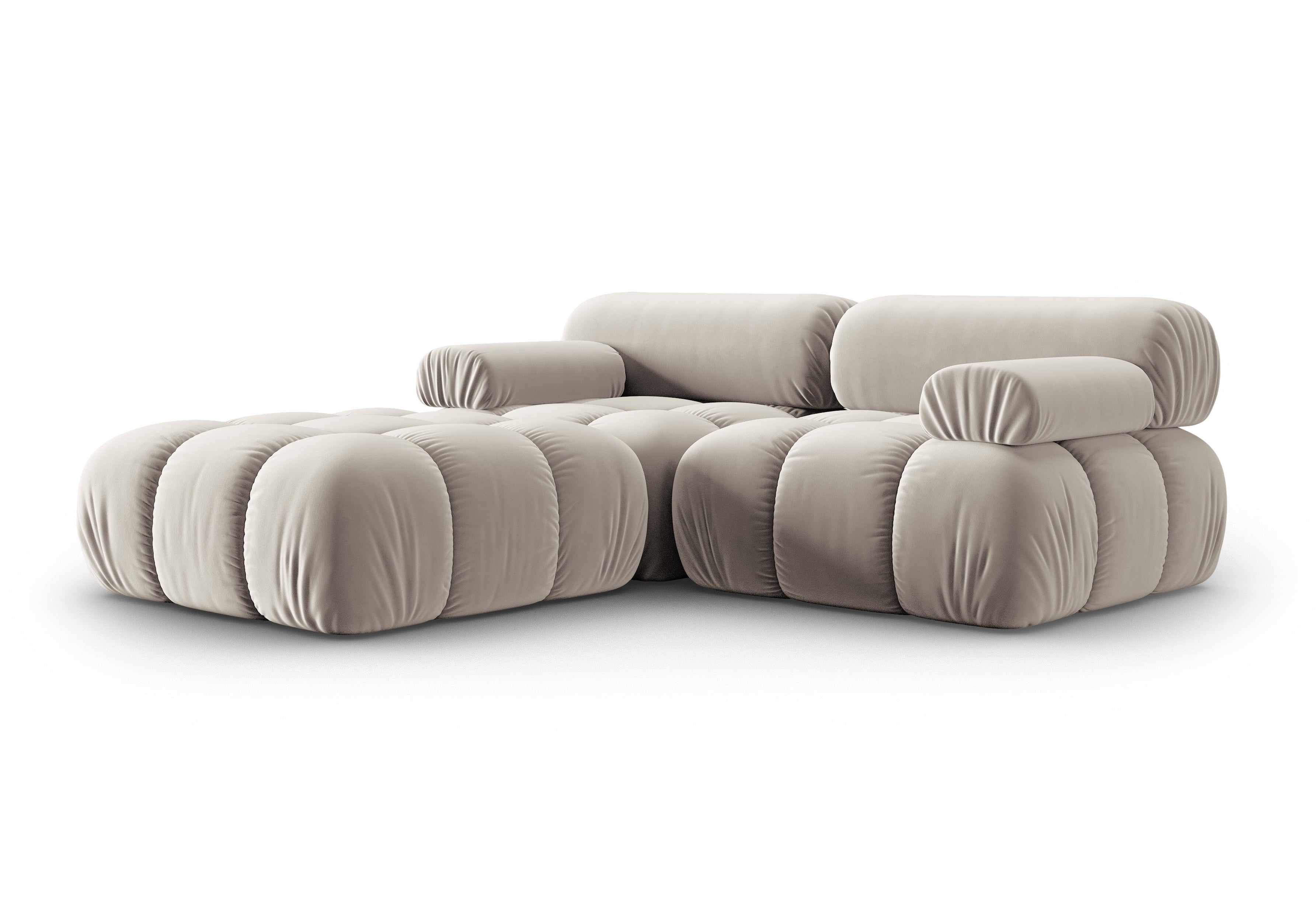 Narożnik aksamitny 3-osobowy CORTINA beżowy – Cosmopolitan Design