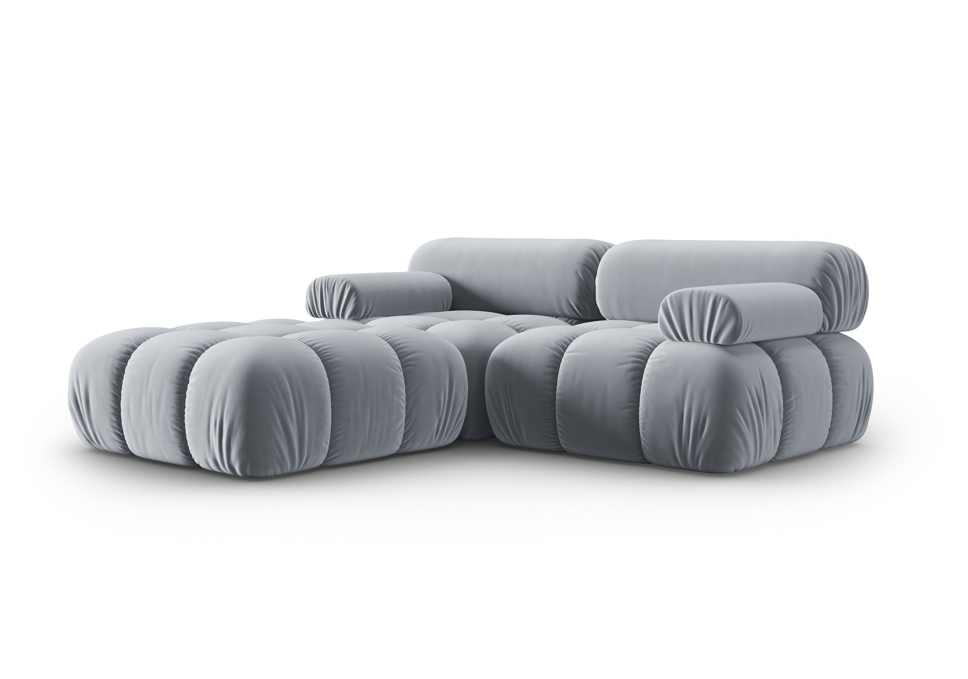 Narożnik aksamitny 3-osobowy CORTINA błękitny – Cosmopolitan Design