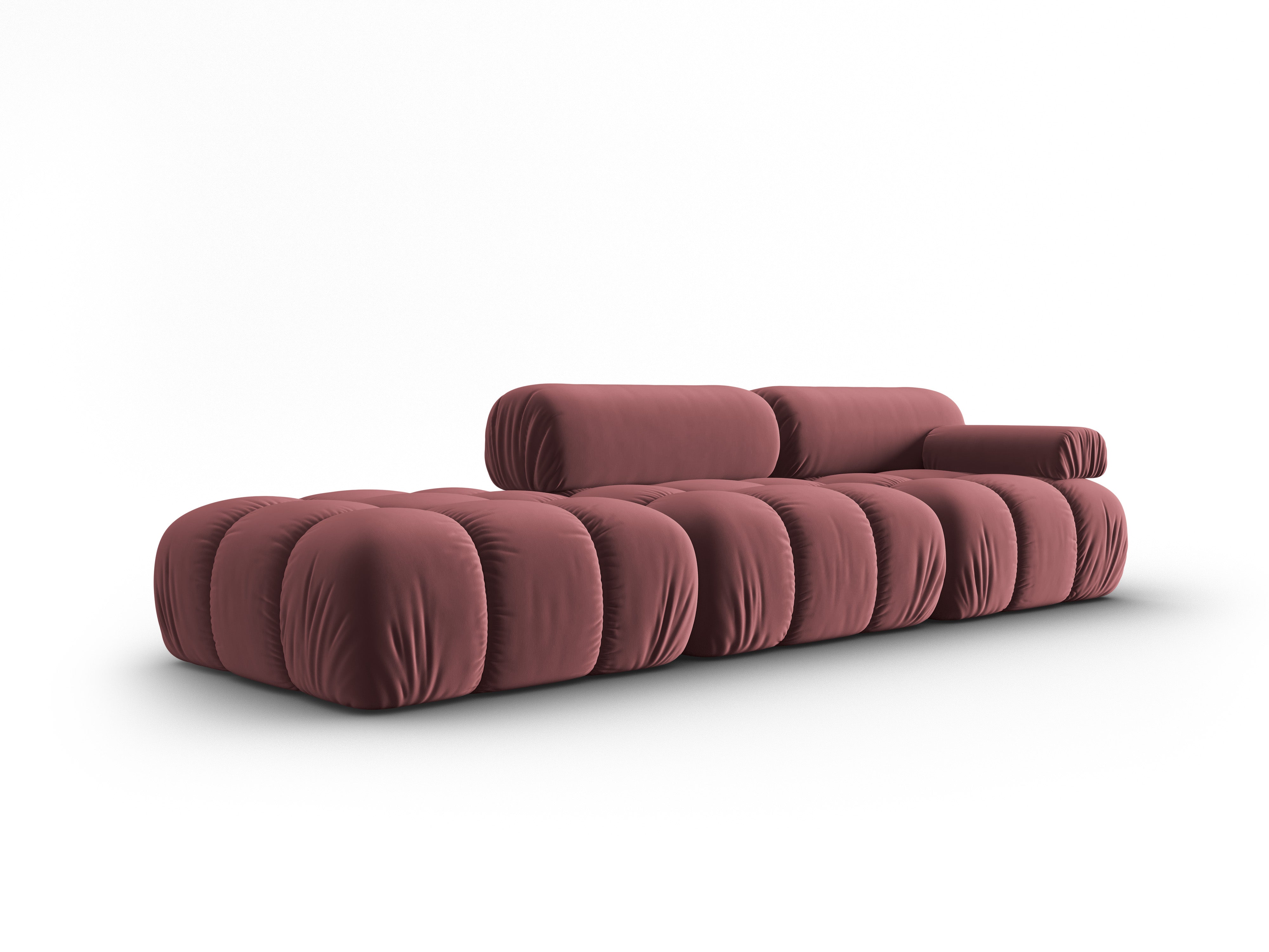 CORTINA 3-zits open links velours bank roze