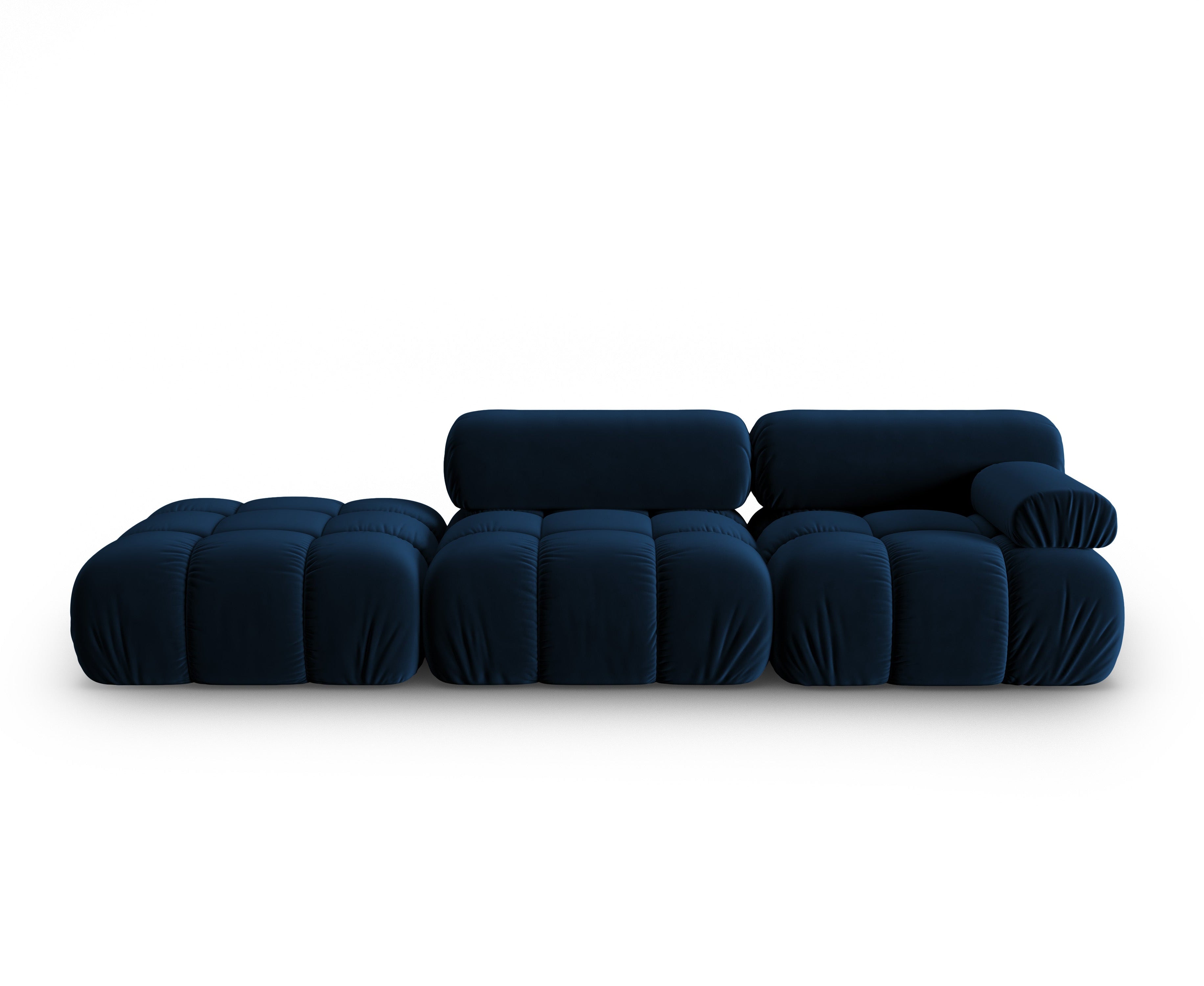 CORTINA 3-zits open links velours bank in koninklijk blauw