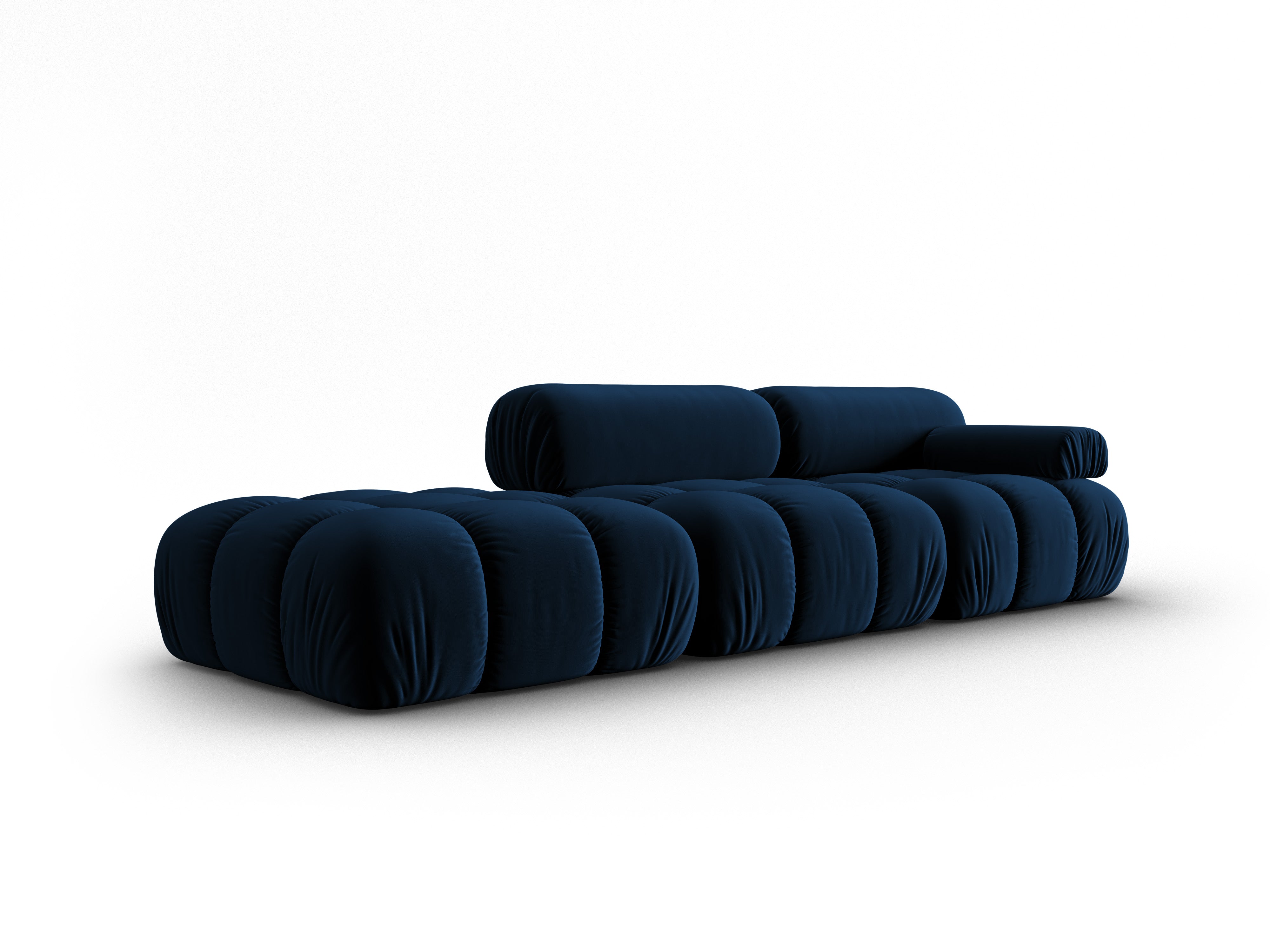 CORTINA 3-zits open links velours bank in koninklijk blauw