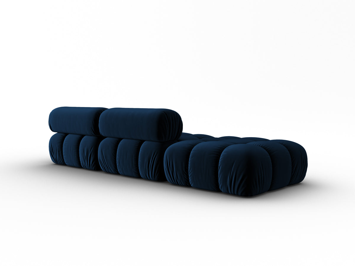 CORTINA 3-zits open links velours bank in koninklijk blauw