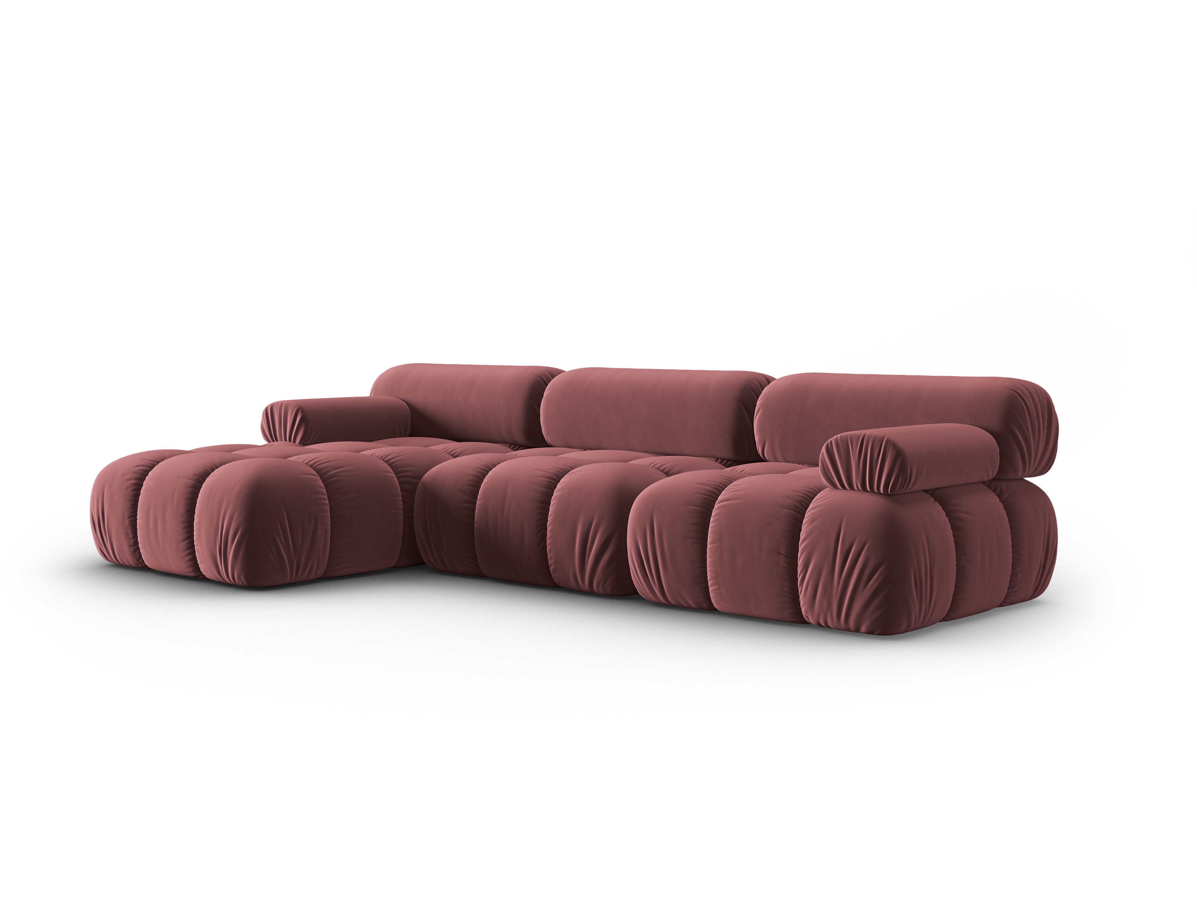 Samt-Ecksofa für 4 Personen links CORTINA rosa