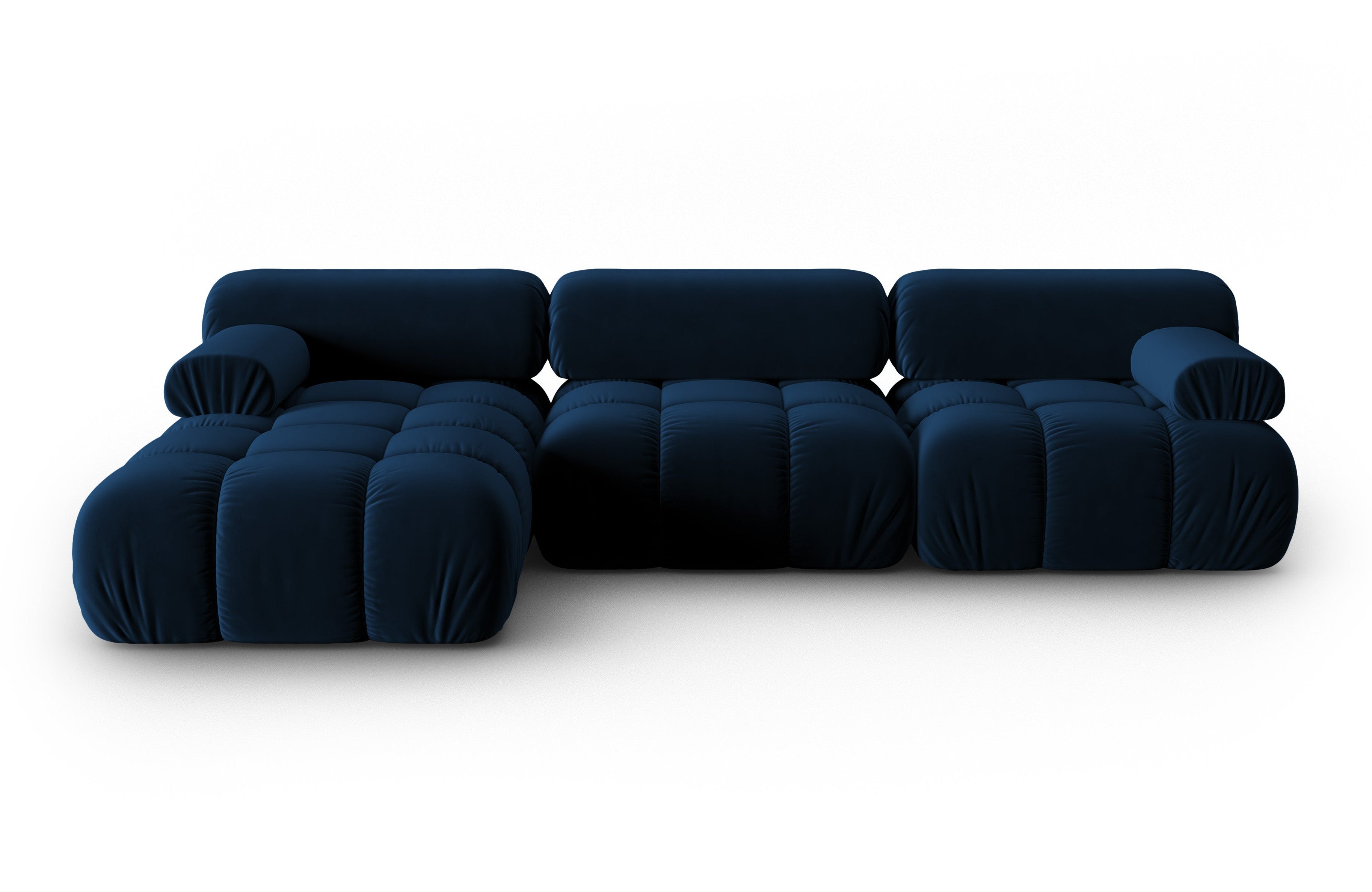 Velvet Corner Sofa for 4 People, Left Side, CORTINA, Royal Blue