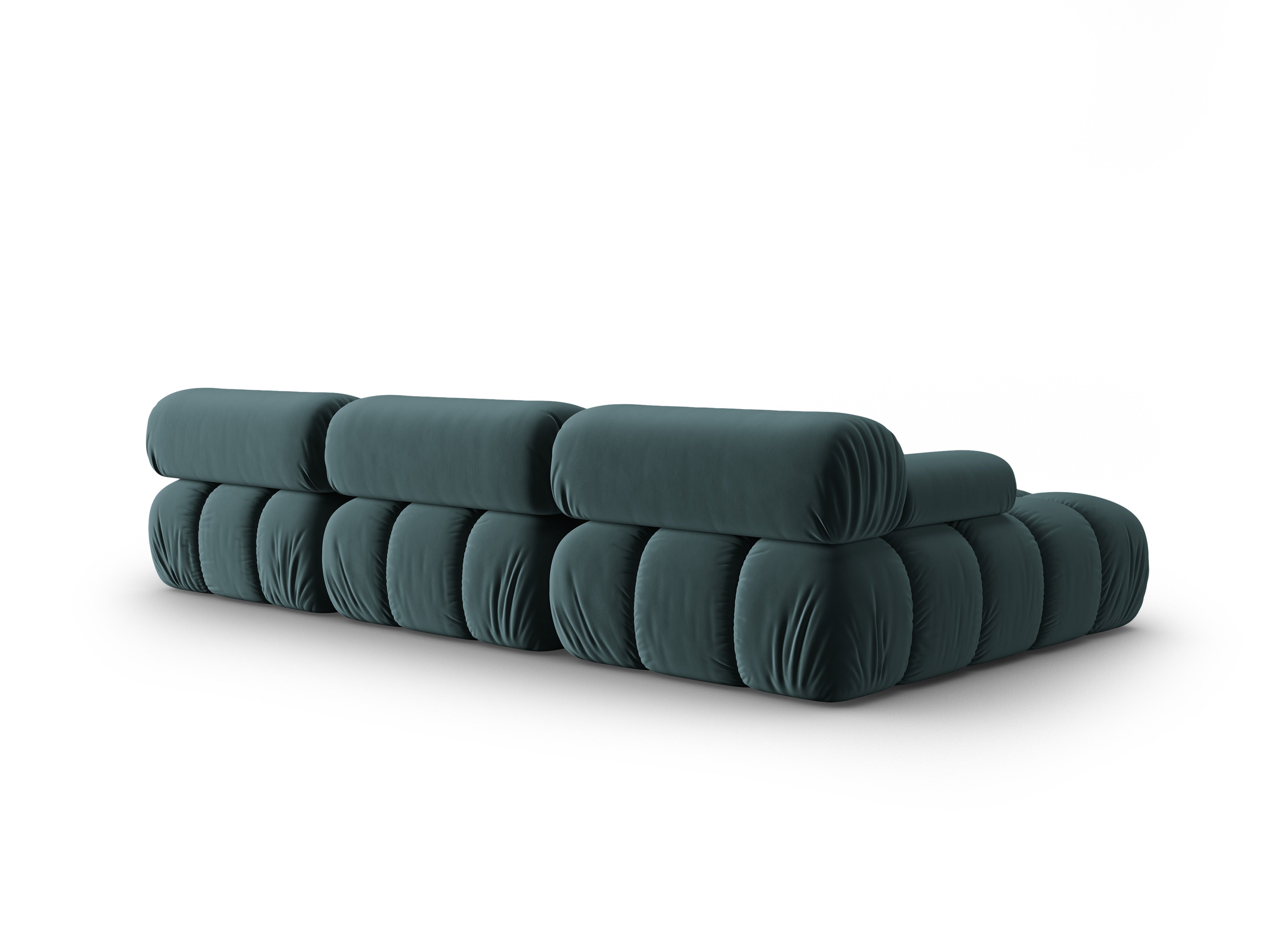 Velvet hoekbank voor 4 personen, links CORTINA, turkoois