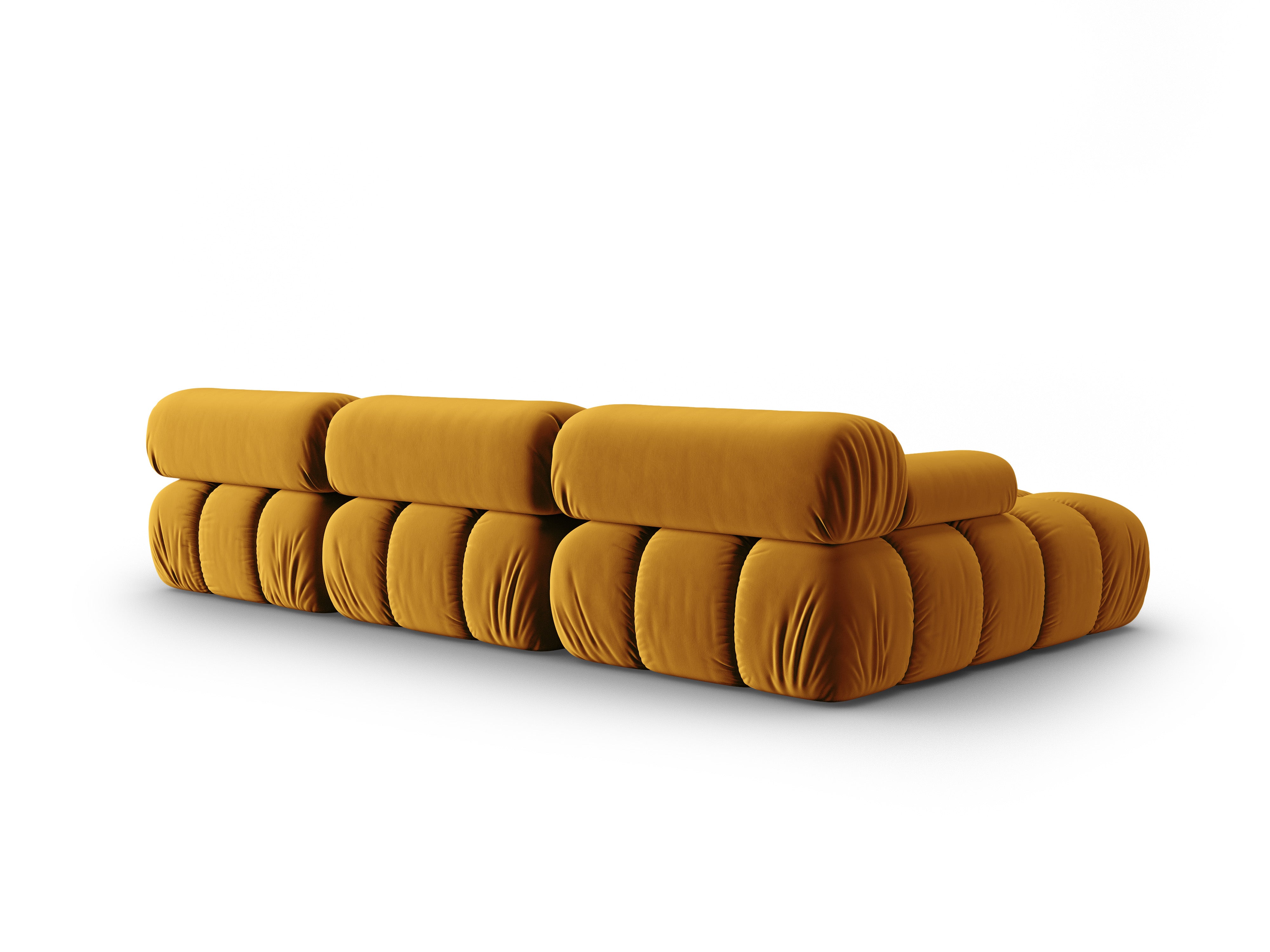 Samt-Ecksofa für 4 Personen links CORTINA gelb