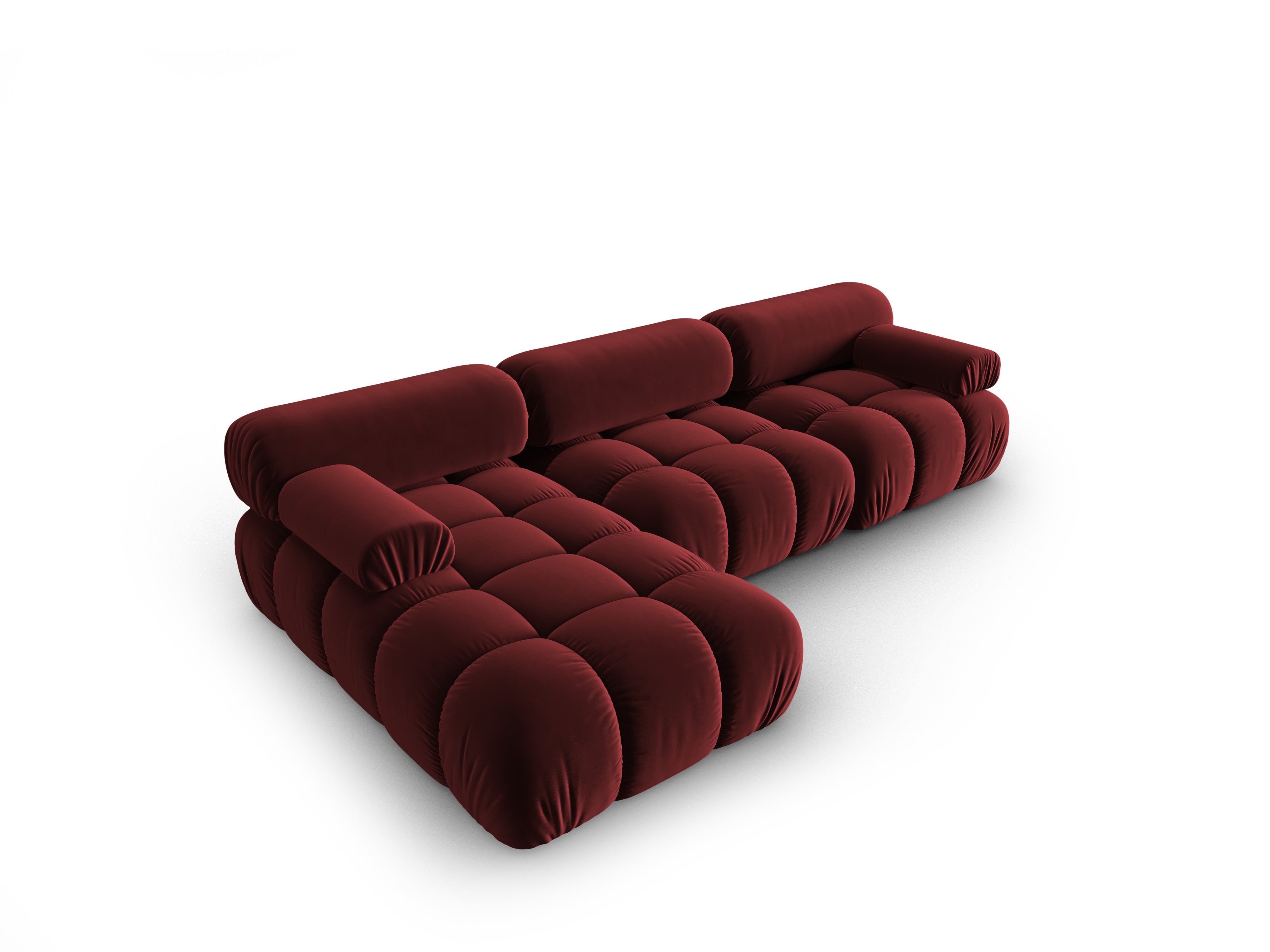 Samt-Ecksofa für 4 Personen links CORTINA weinrot