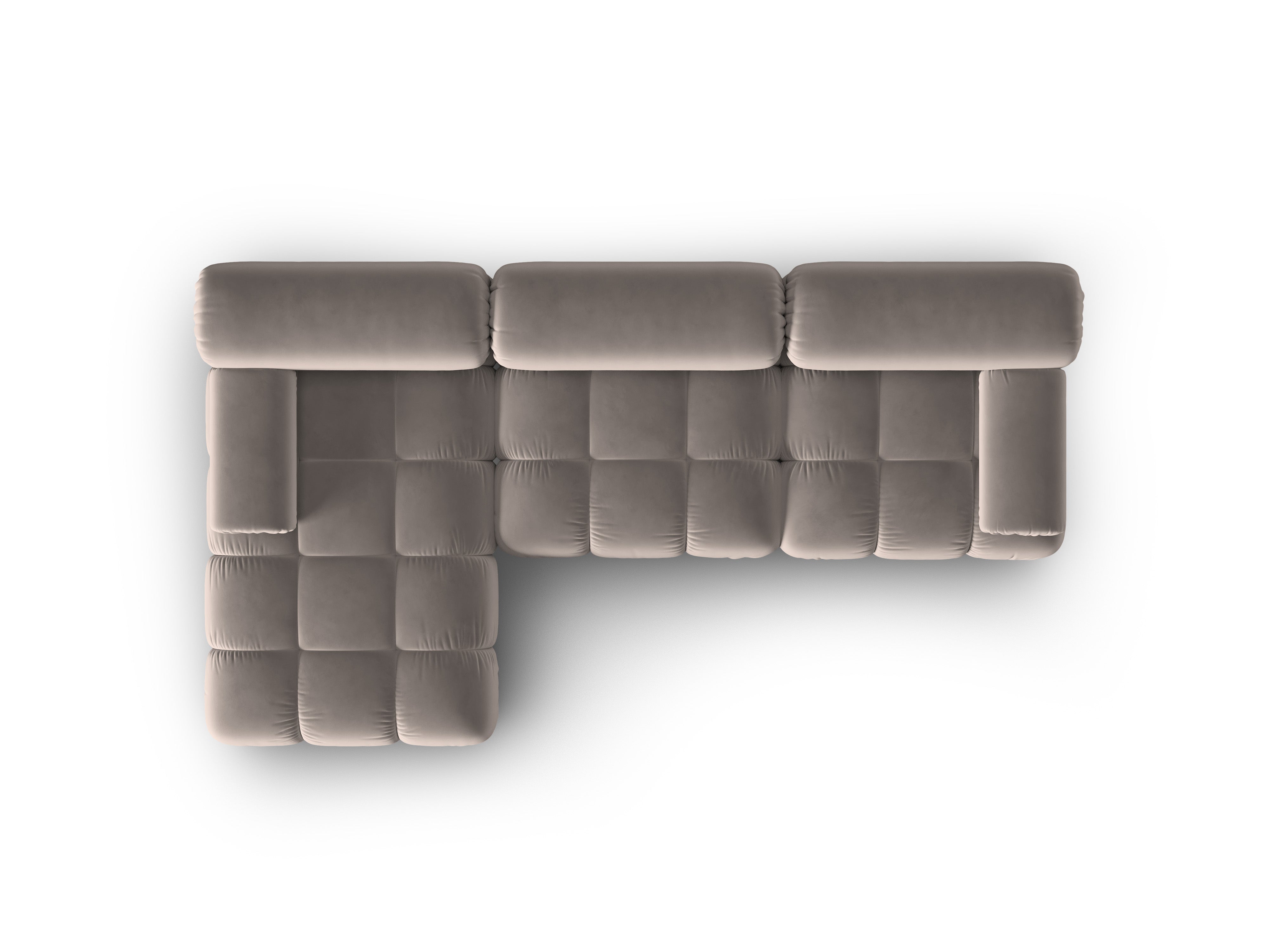 Narożnik aksamitny 4-osobowy lewostronny CORTINA cappuccino – Cosmopolitan Design