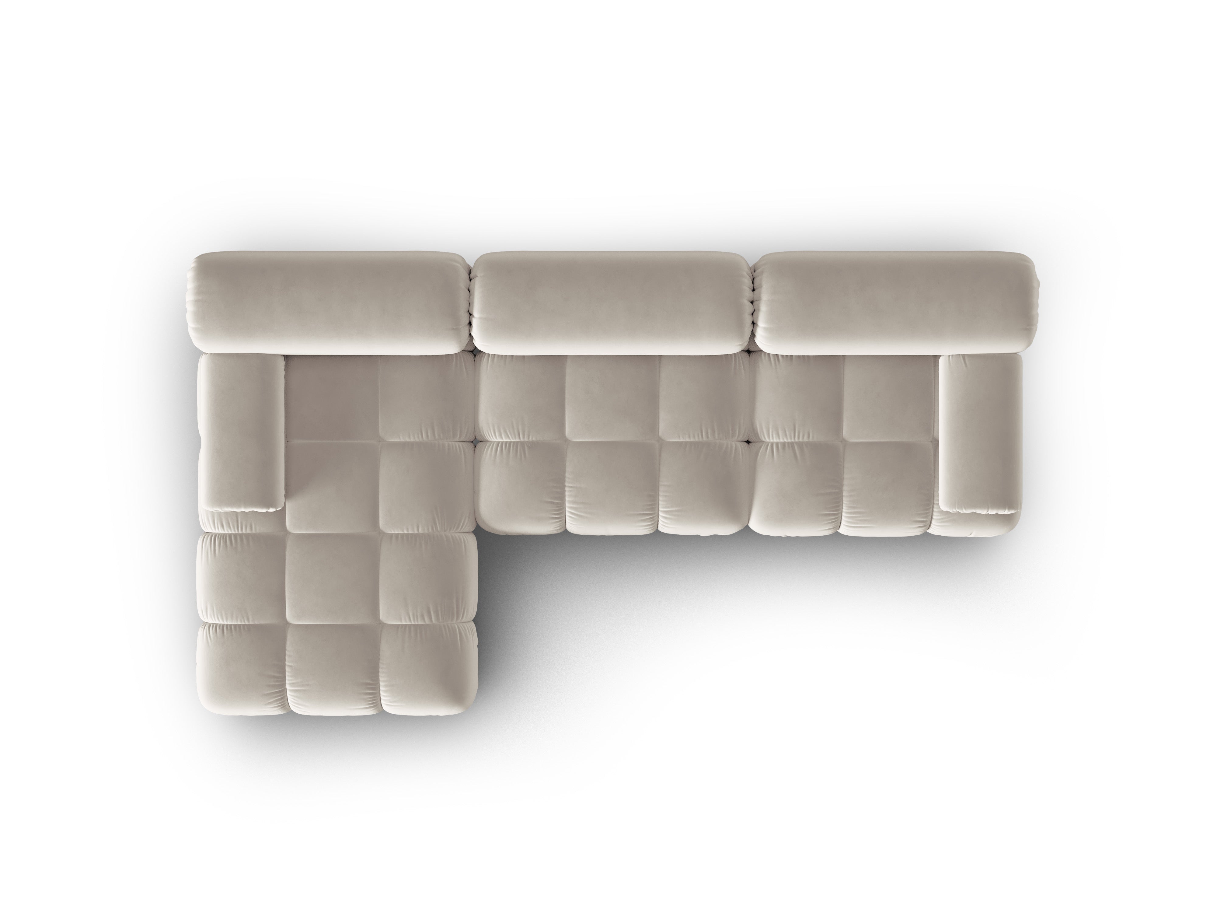 Samt-Ecksofa für 4 Personen links CORTINA beige