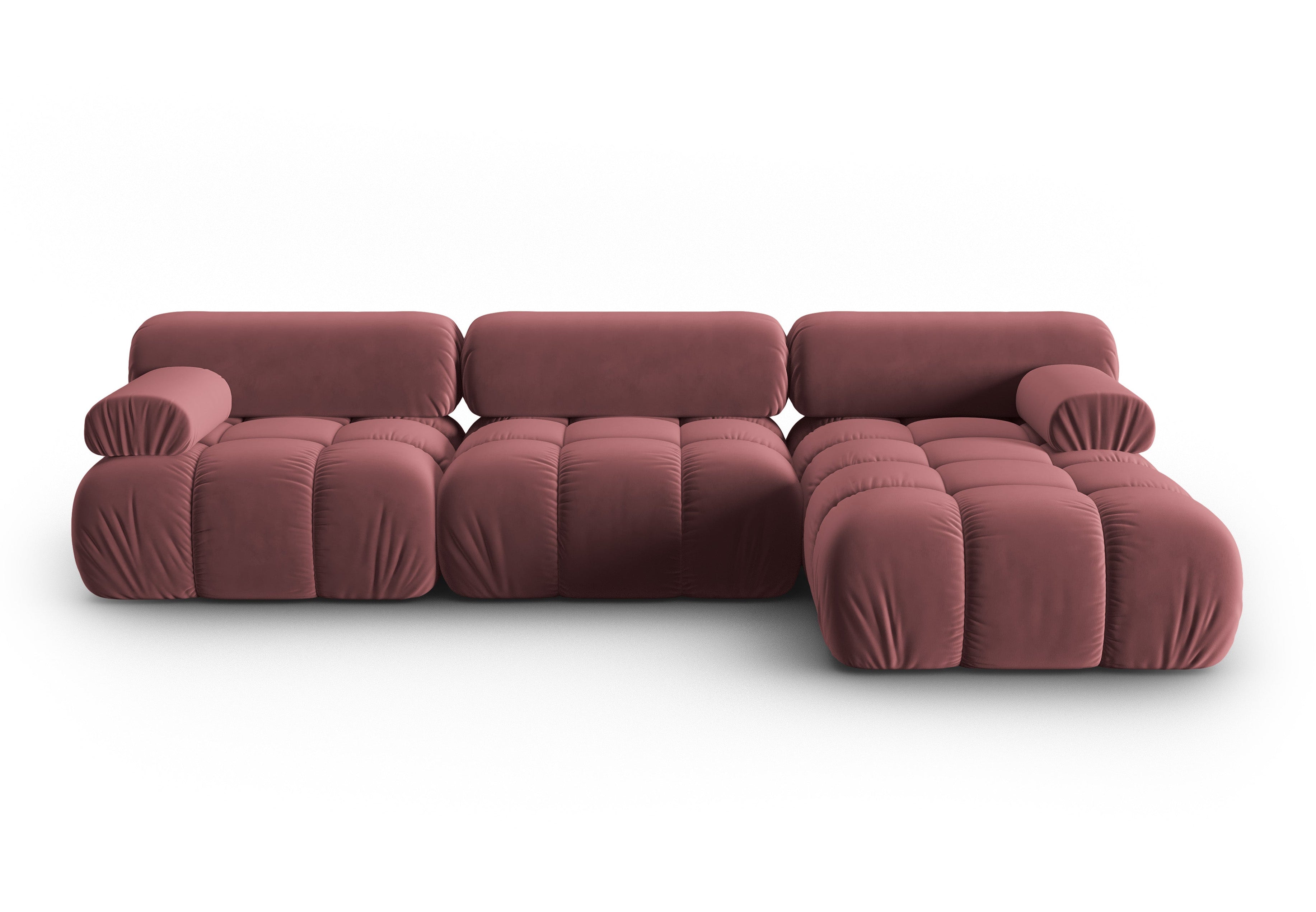 Samt-Ecksofa für 4 Personen rechts CORTINA rosa