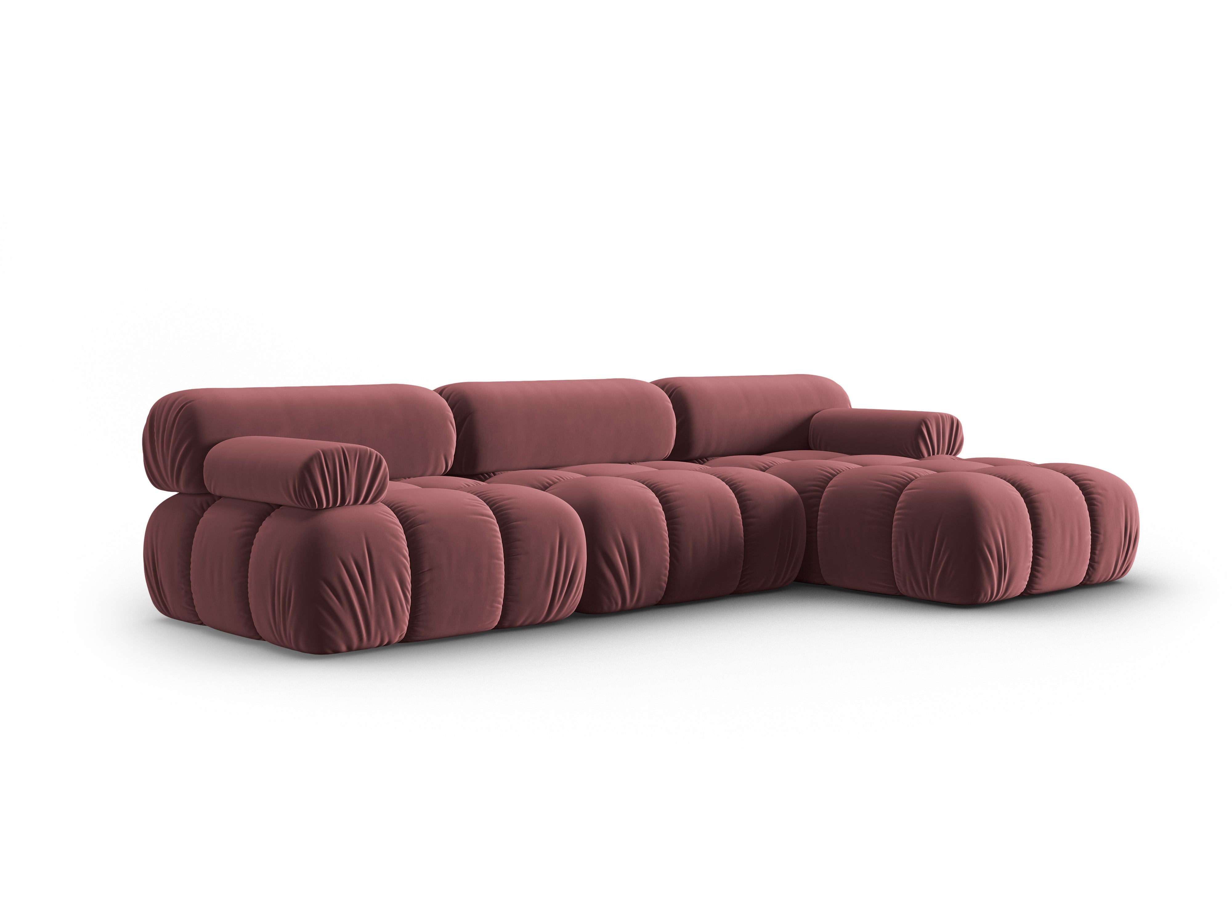 Samt-Ecksofa für 4 Personen rechts CORTINA rosa