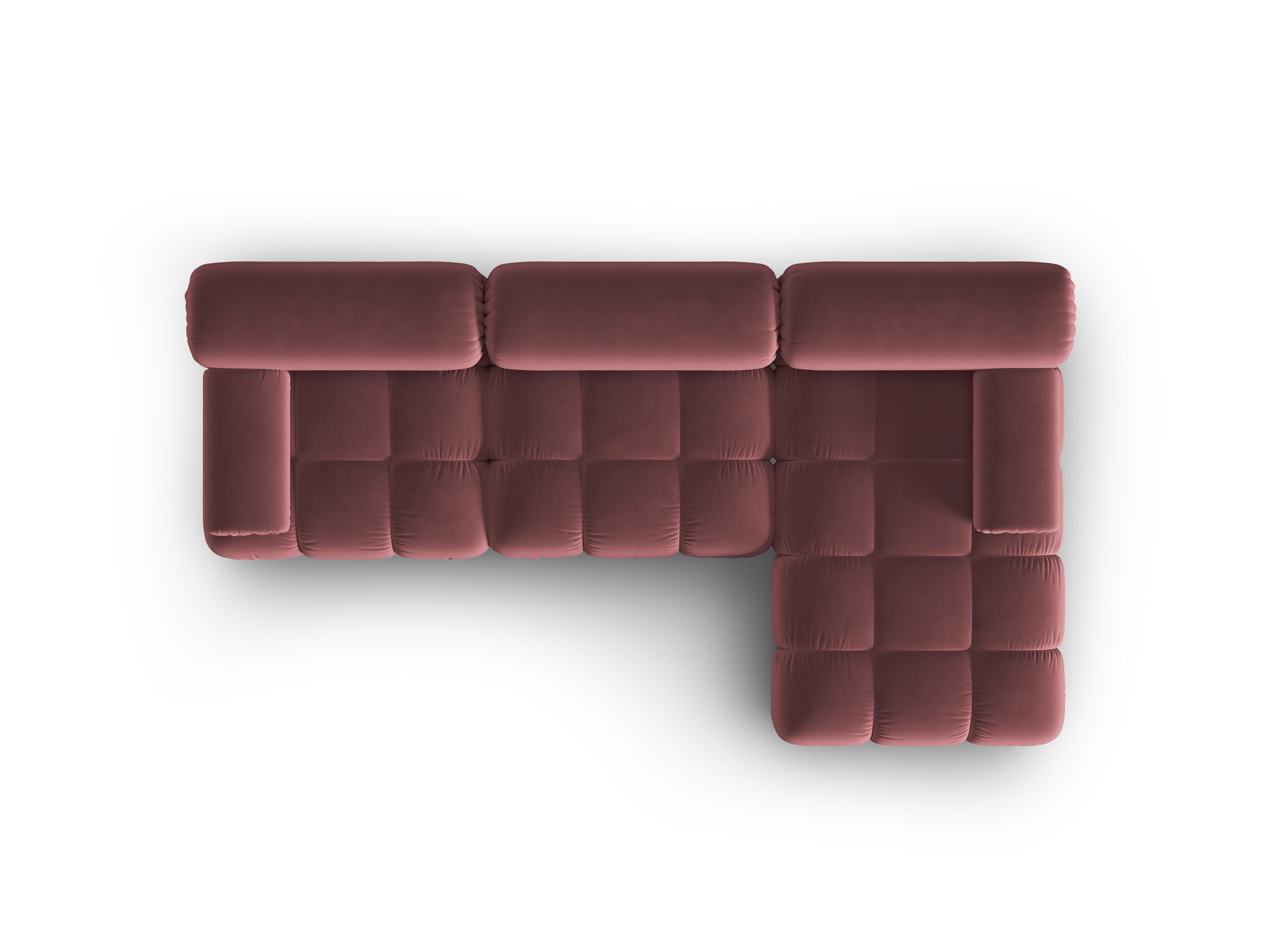 Samt-Ecksofa für 4 Personen rechts CORTINA rosa